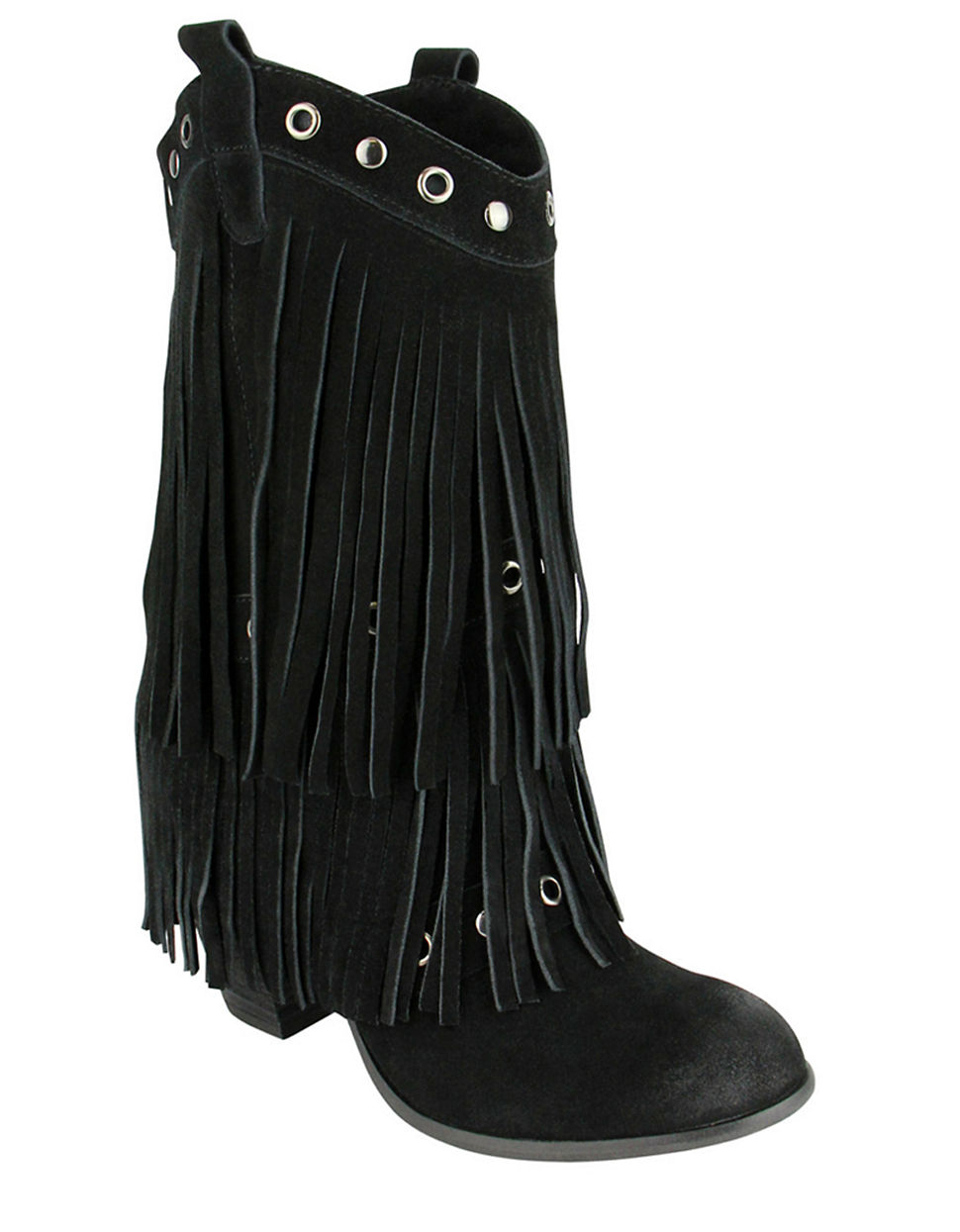Lyst - Naughty Monkey Kickin In Frindged Suede Mid-calf Boots in Black