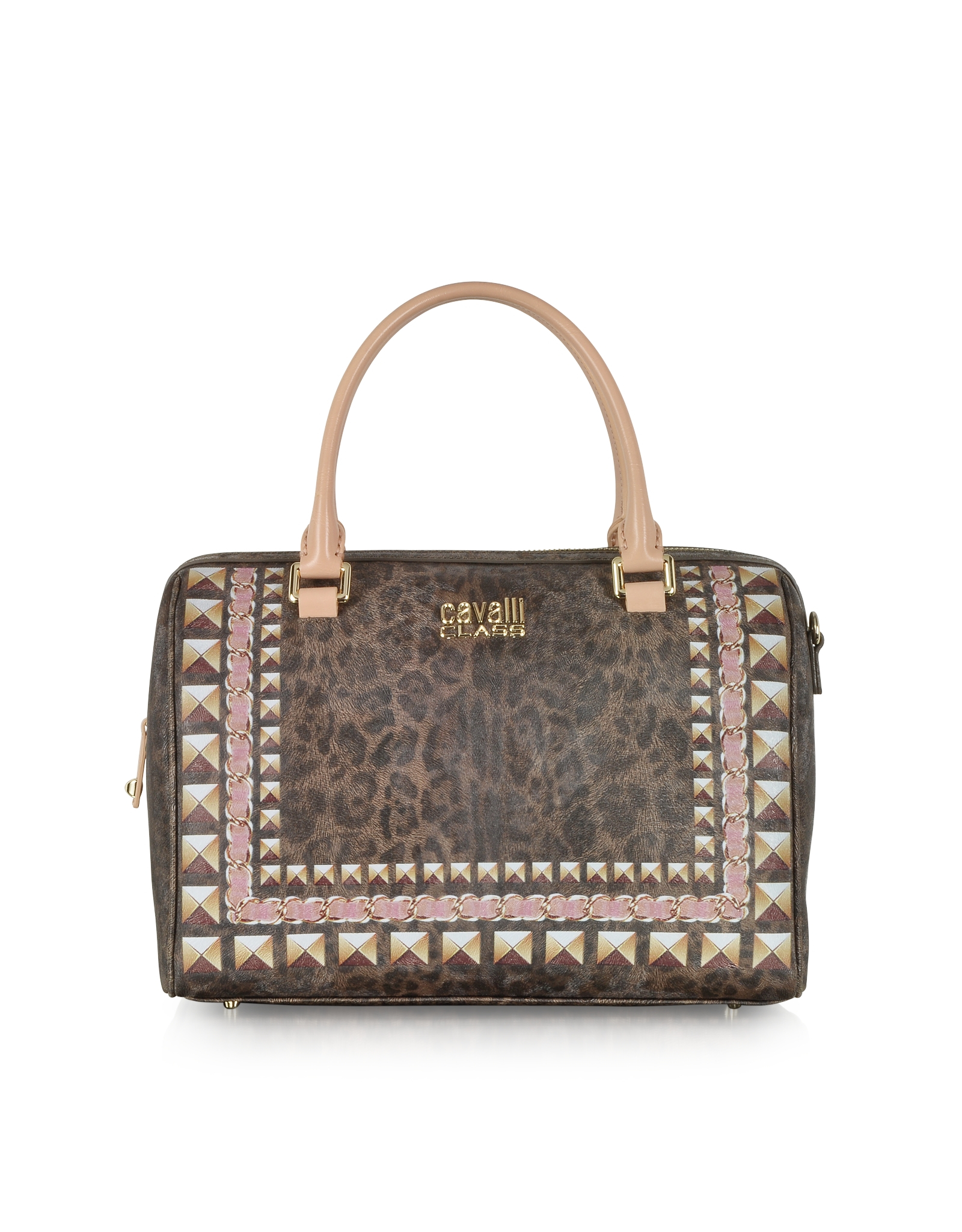 Lyst Class Roberto Cavalli Sigrid Animal Print Eco Leather Small Bowling Bag in Pink