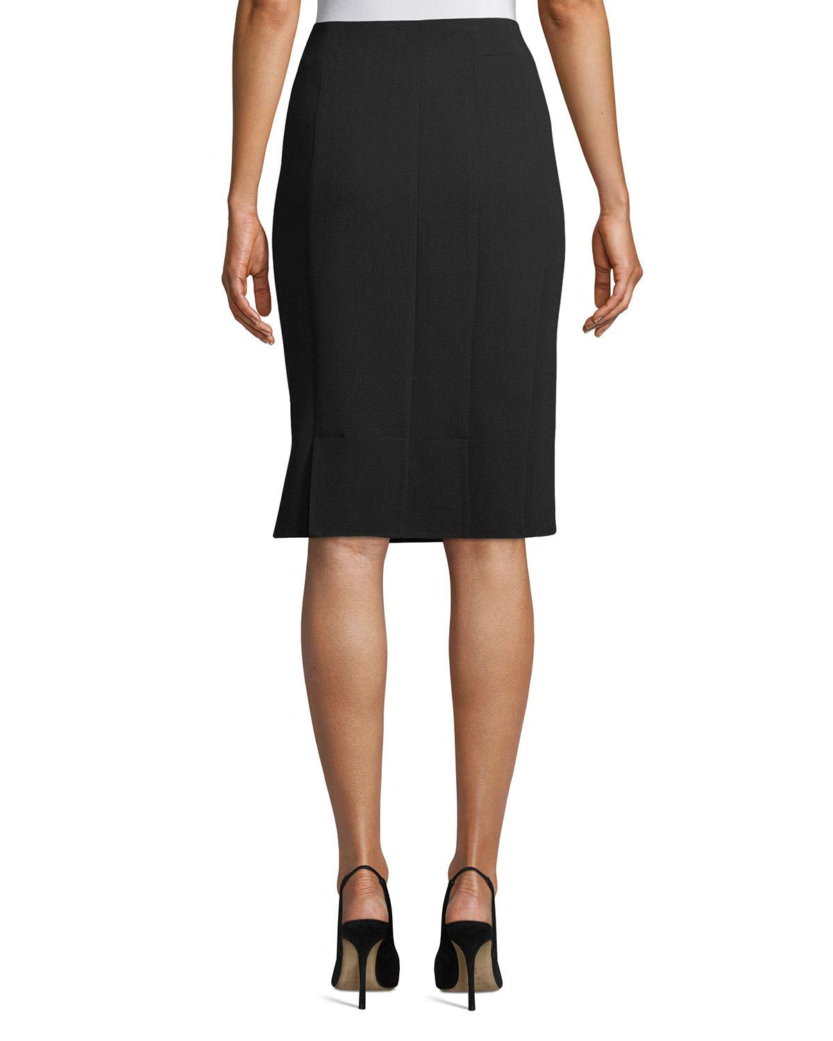 Lyst - Akris Wool-blend Knee-length Pencil Skirt in Black