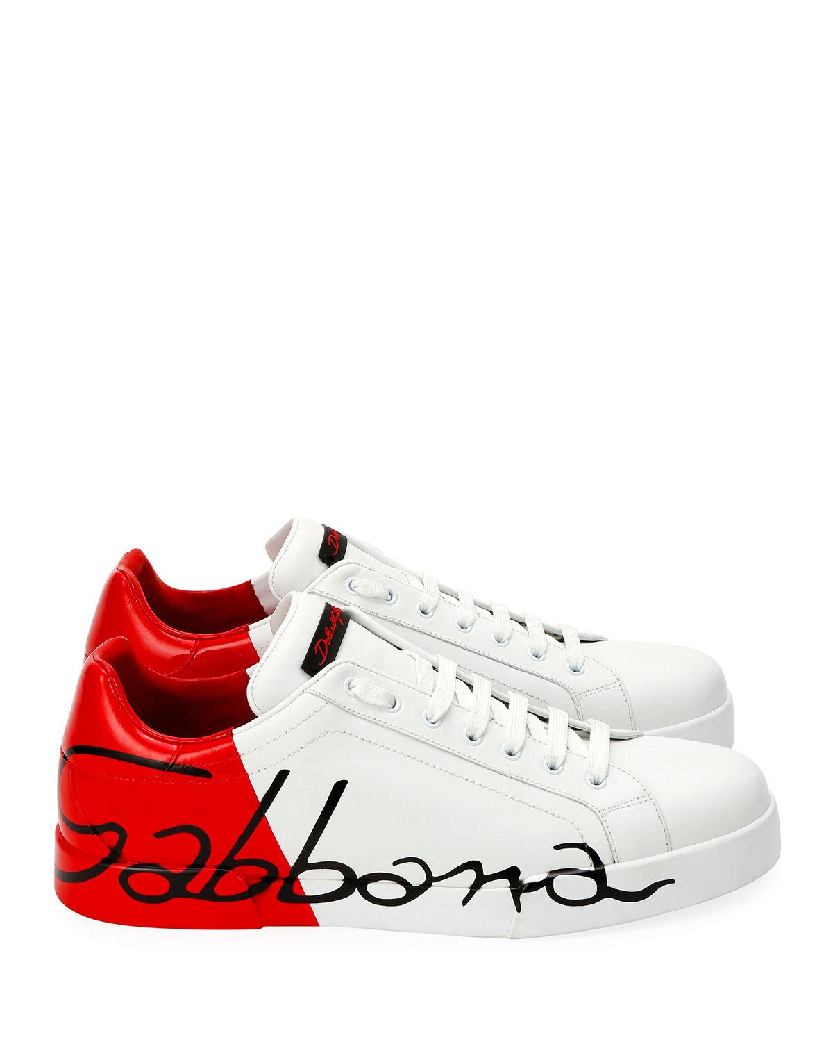 Lyst - Dolce & Gabbana Men's Signature Portofino Logo Sneakers in White ...