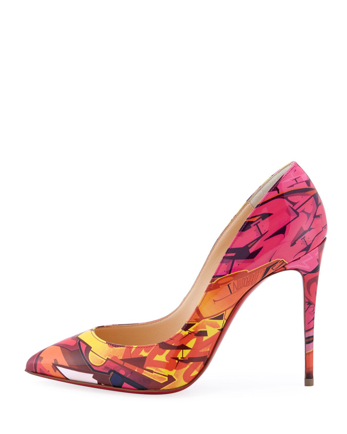 christian louboutin pigalle follies satin red sole pump multicolor