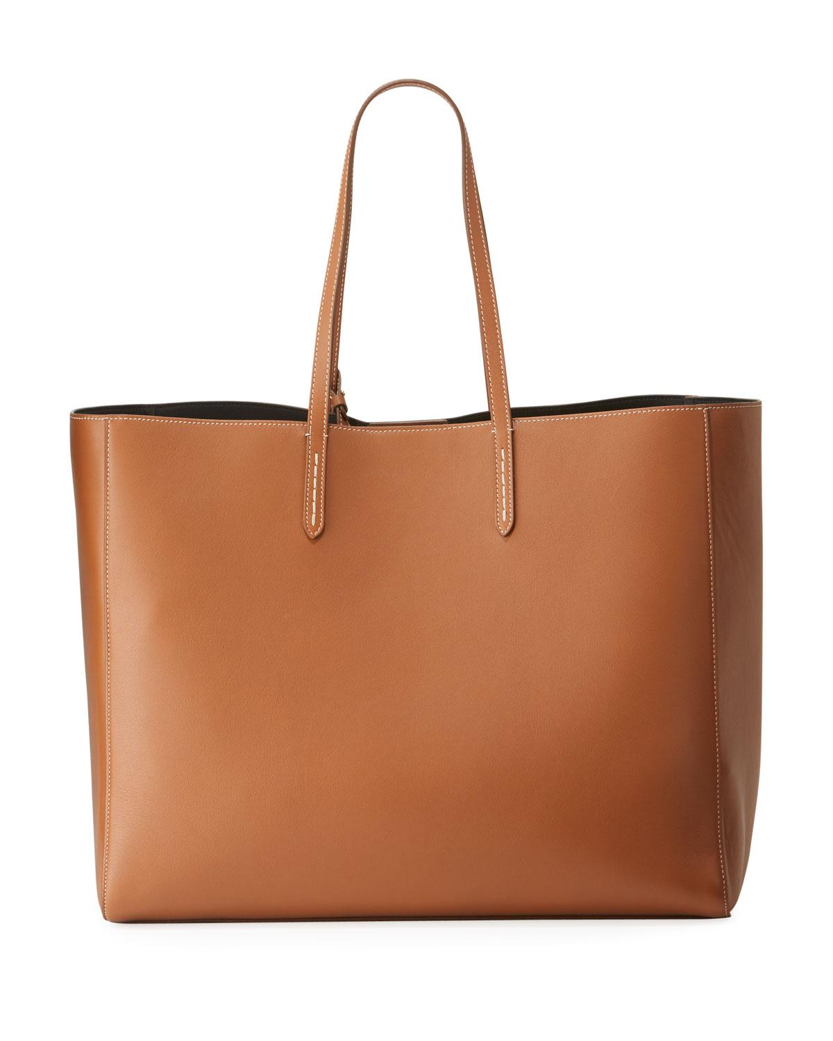 Ralph Lauren Smooth Leather Tote Bag in Brown - Lyst