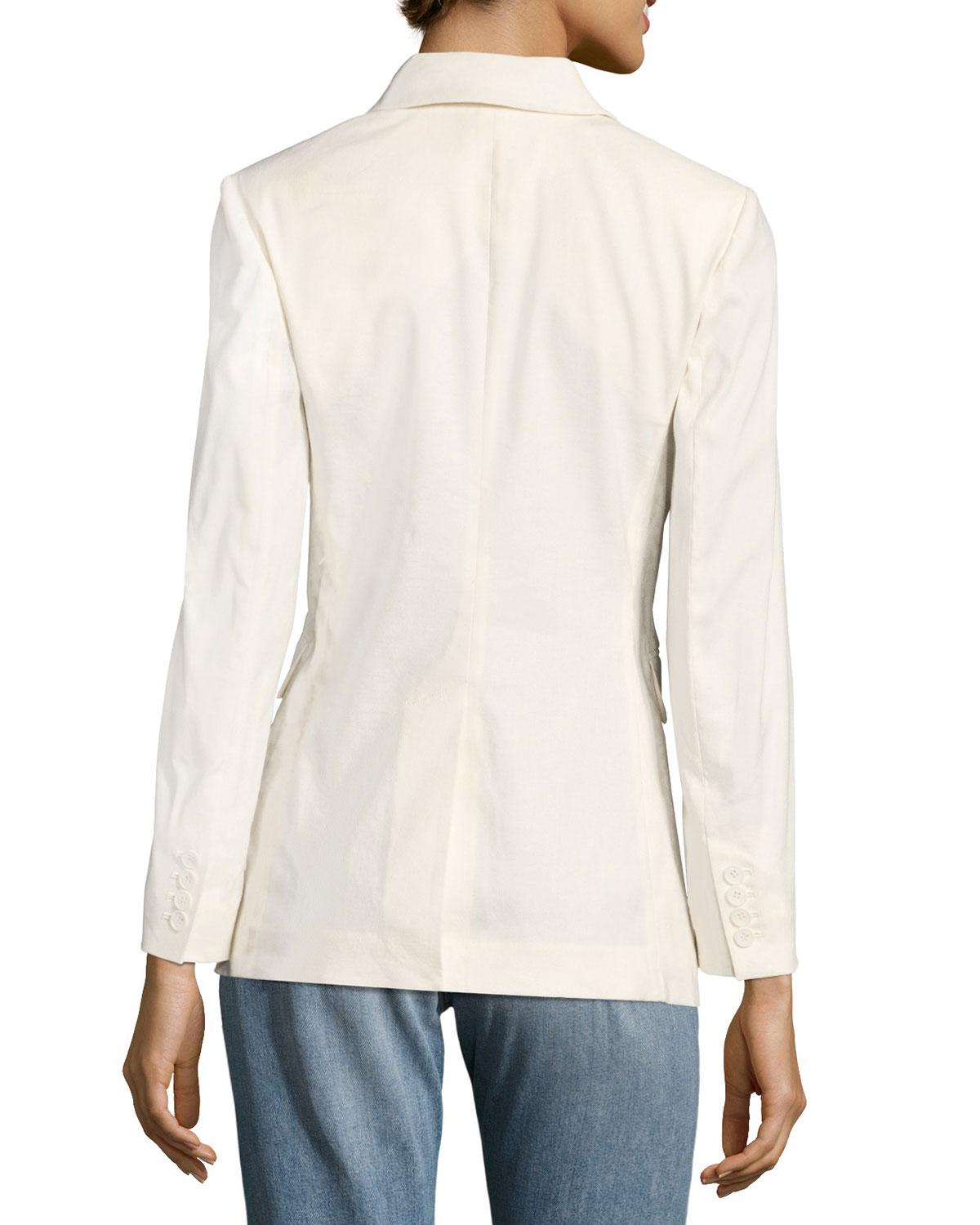Lyst - Theory Etiennette Elongated Stretch Linen Blazer in White