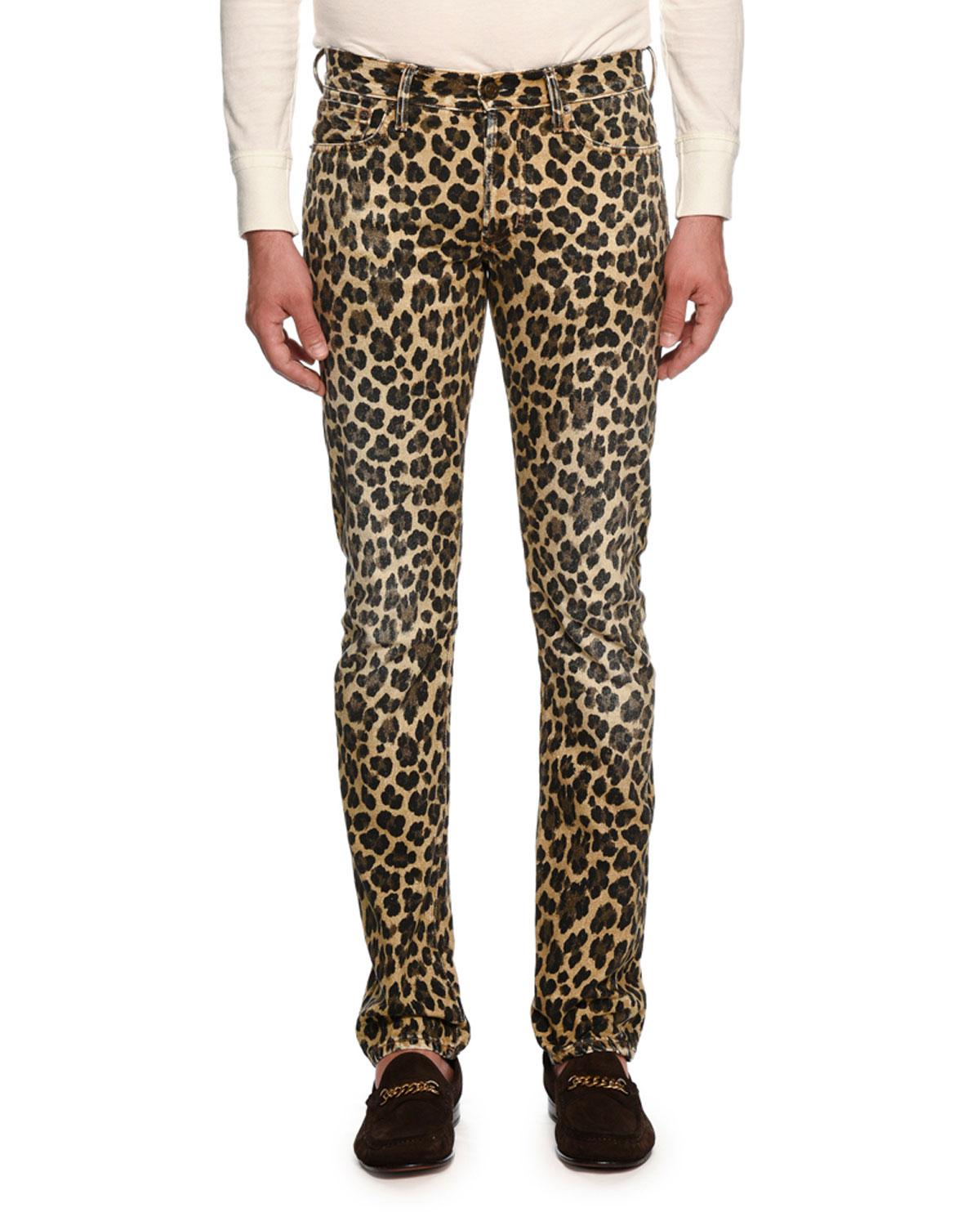 Tom Ford Leopard-print Slim-fit Denim Jeans for Men - Lyst