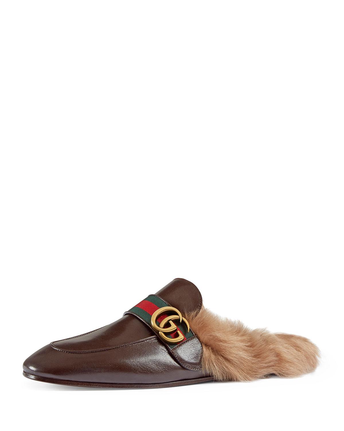 fur gucci princetown loafers
