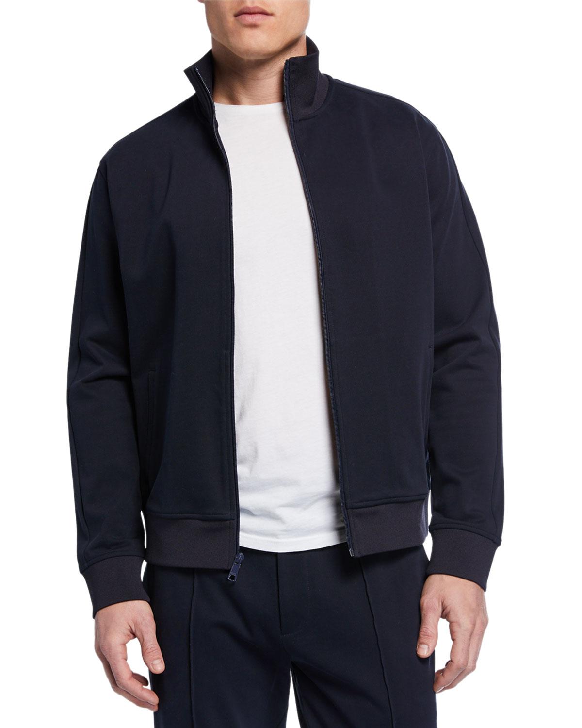 Vince Men's Zip-front Structured Cotton Track Jacket in Blue for Men - Lyst