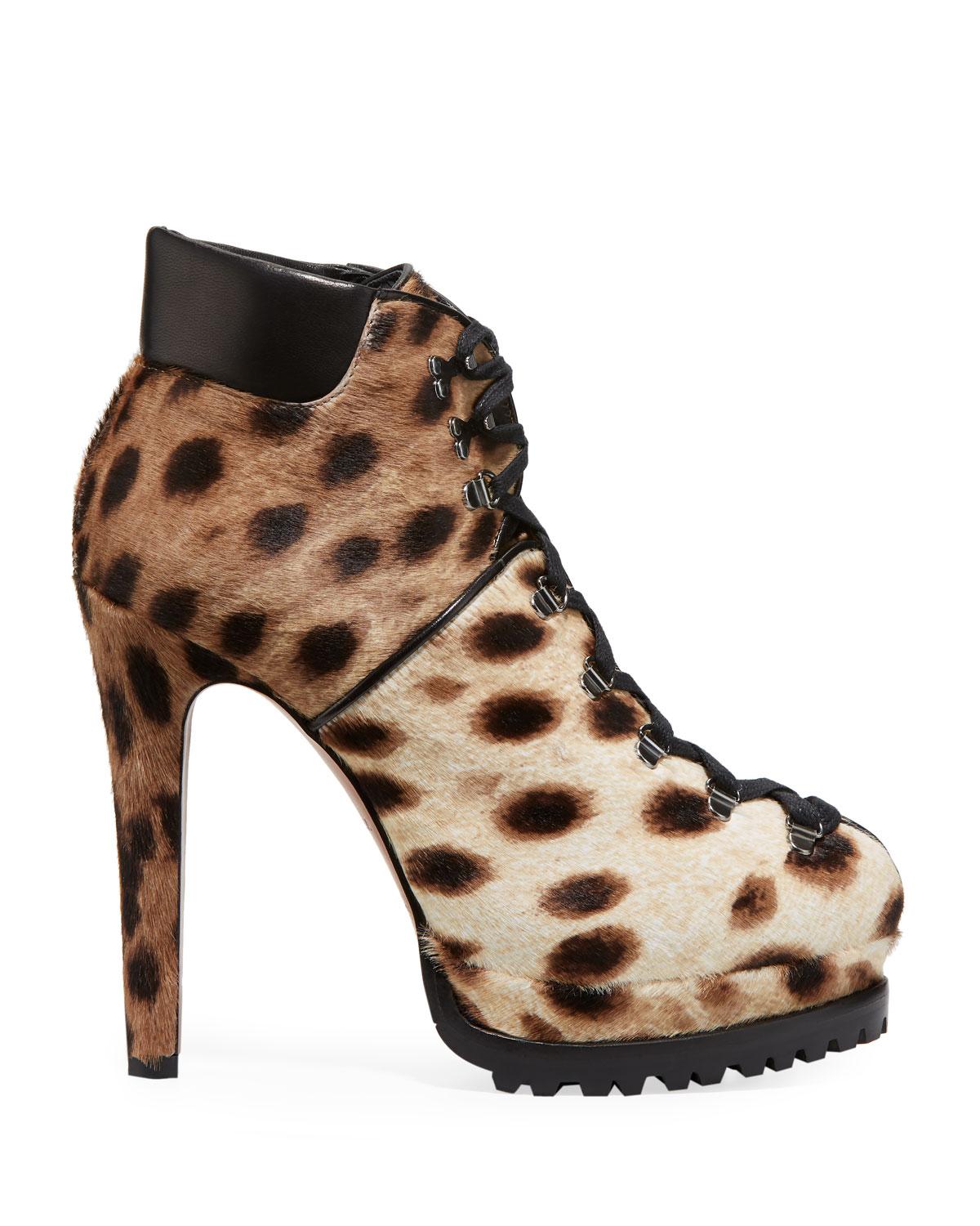 brown lace up fur boots