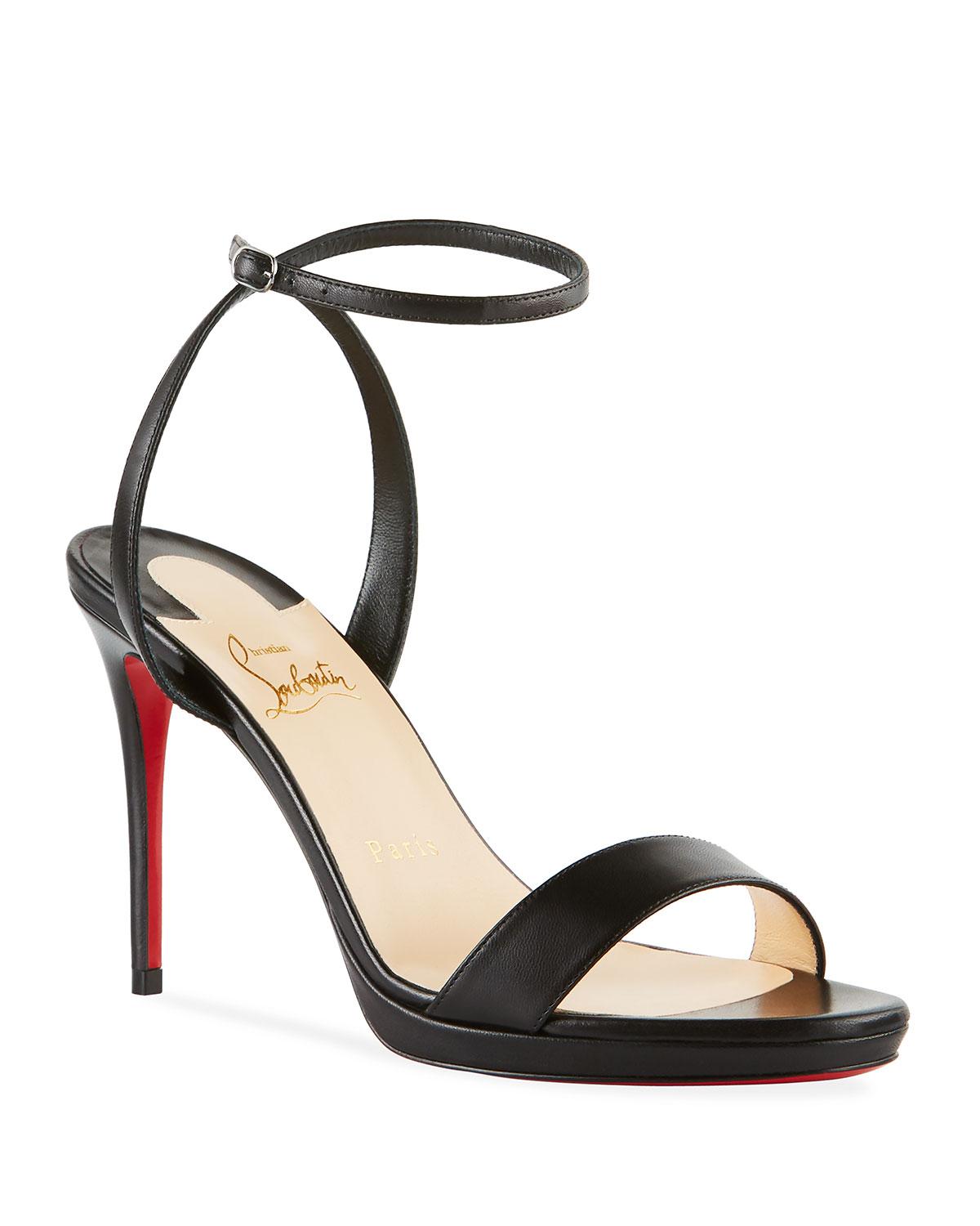 Christian Louboutin Loubi Queen Red Sole Ankle-wrap Sandals in Black - Lyst