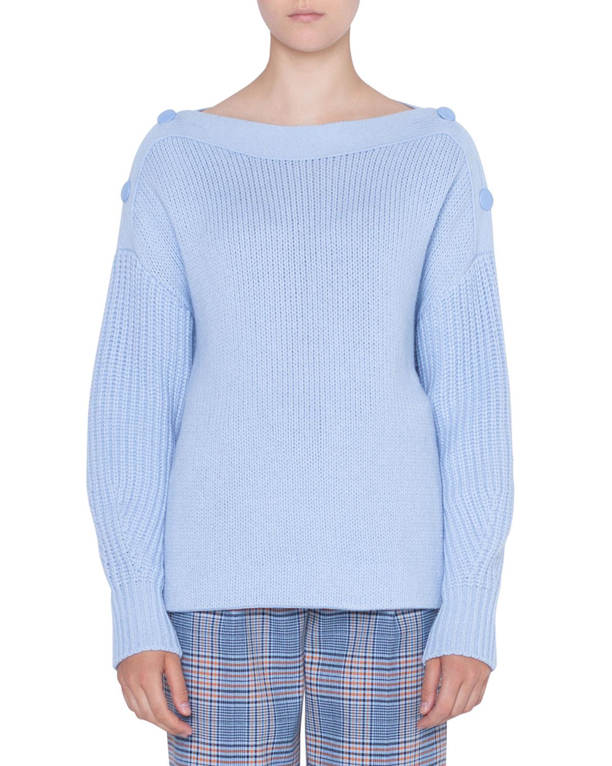 Lyst - Akris Punto Button Shoulder Sweater in Blue