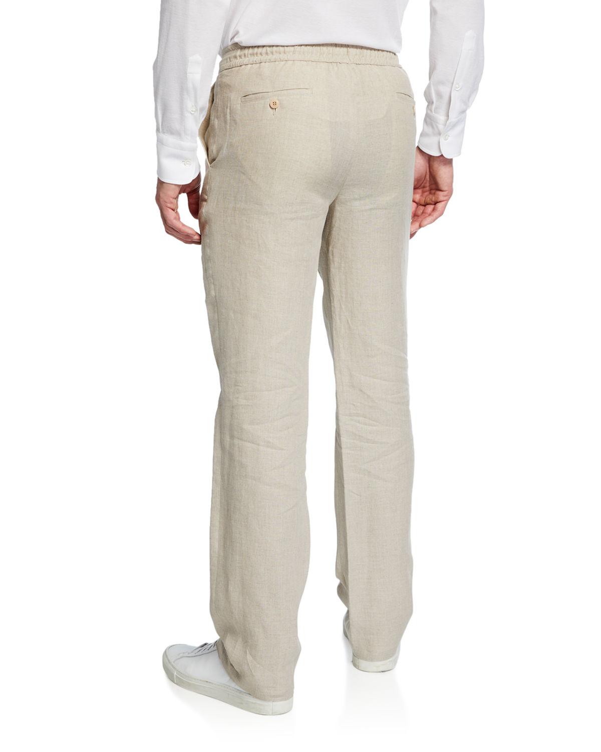 mens linen drawstring pants gap