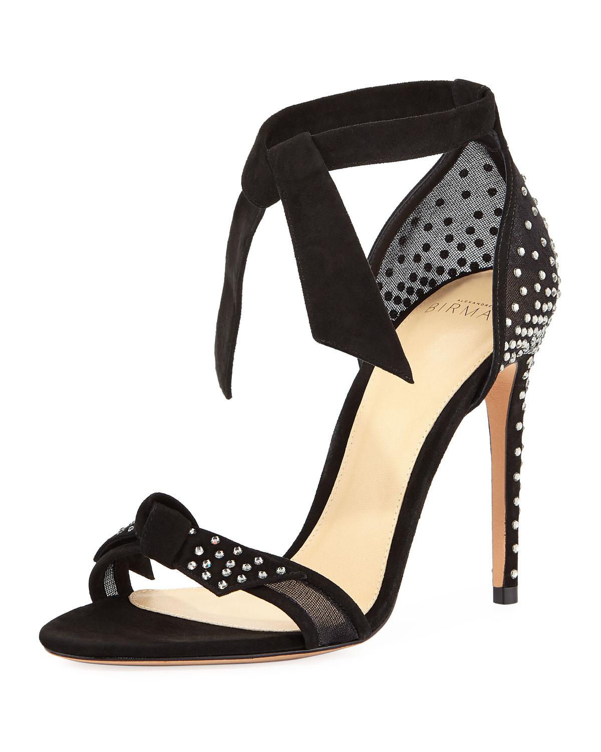 Lyst - Alexandre Birman Clarita Embellished Suede And Mesh Sandals in Black