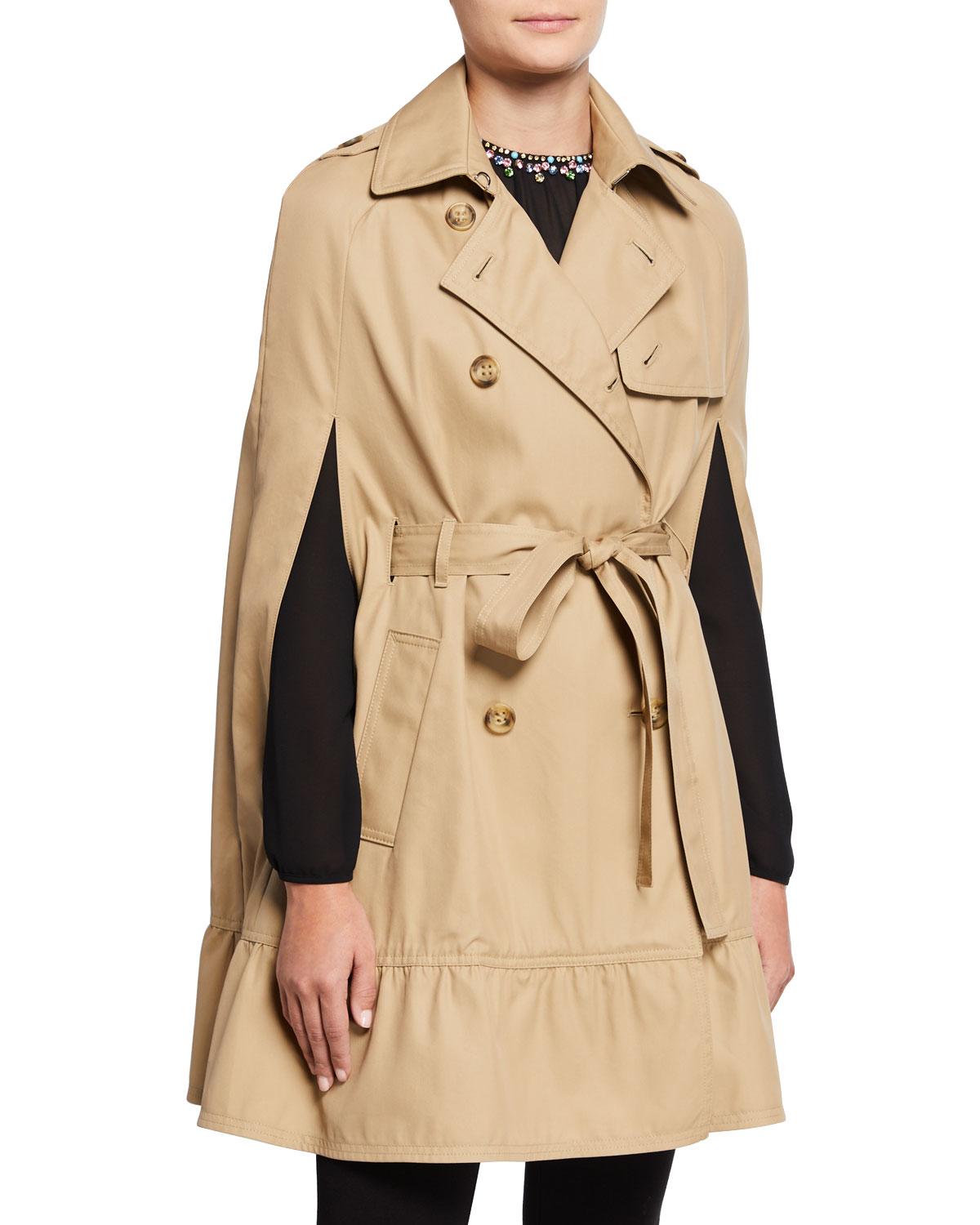 RED Valentino Gabardine Cape Trench Coat in Natural - Lyst