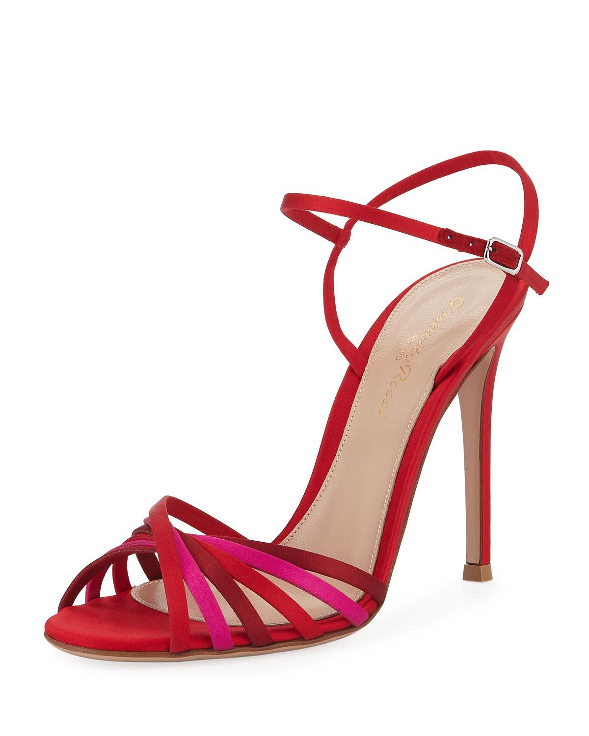 Lyst - Gianvito rossi Strappy Satin 105mm Sandal in Red
