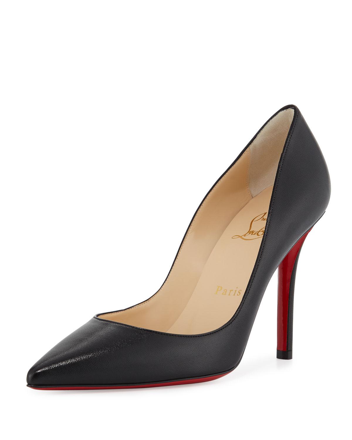 black pumps with red sole