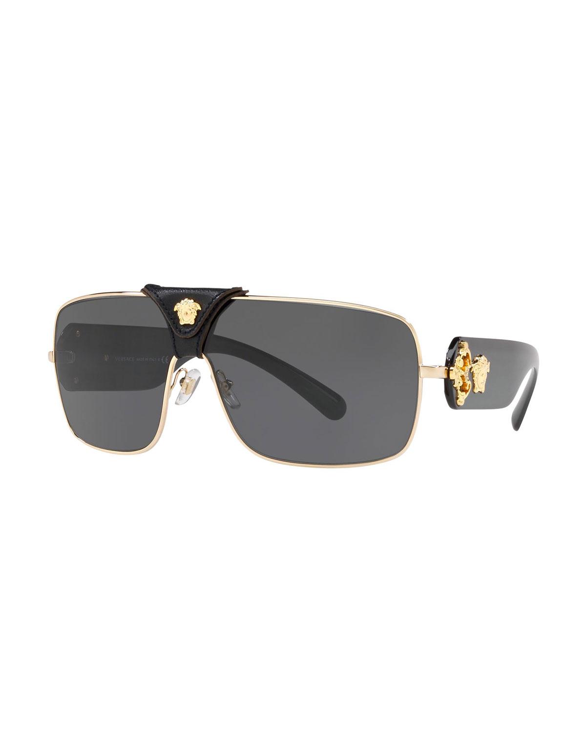 Versace Medusa Leather-wrap Square Sunglasses - Lyst