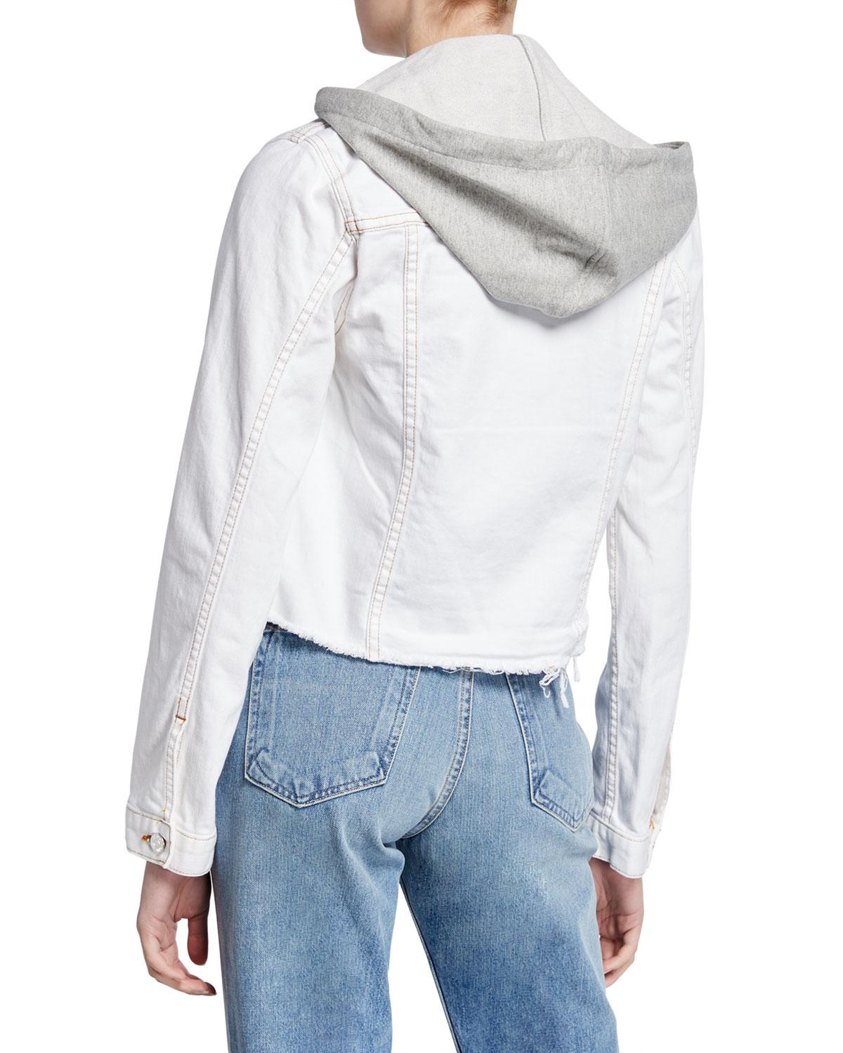 Veronica Beard Cara Jean Jacket With Removable Hoodie Trim