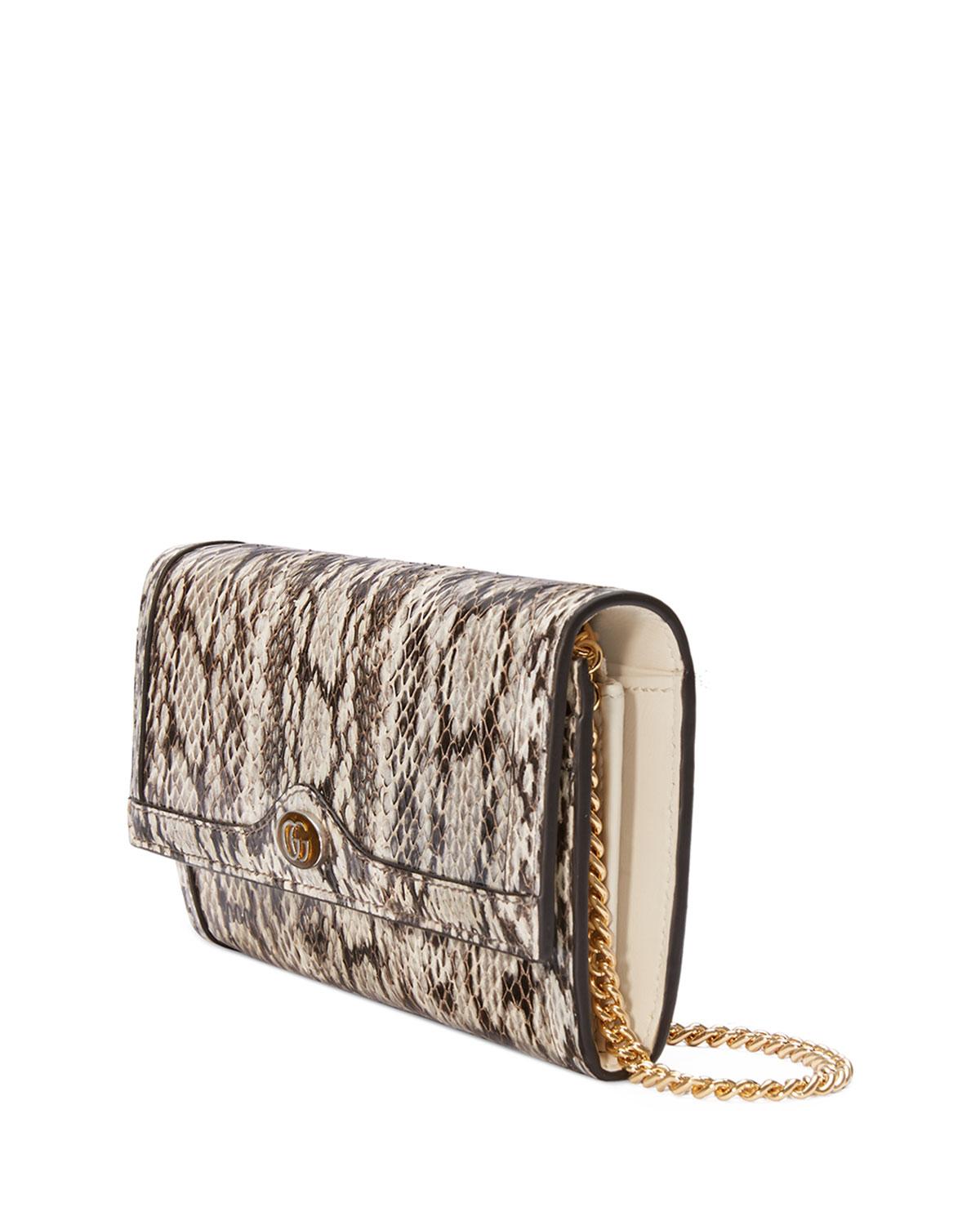 Gucci Ophidia Elaphe Snake Flap Wallet On Chain - Lyst