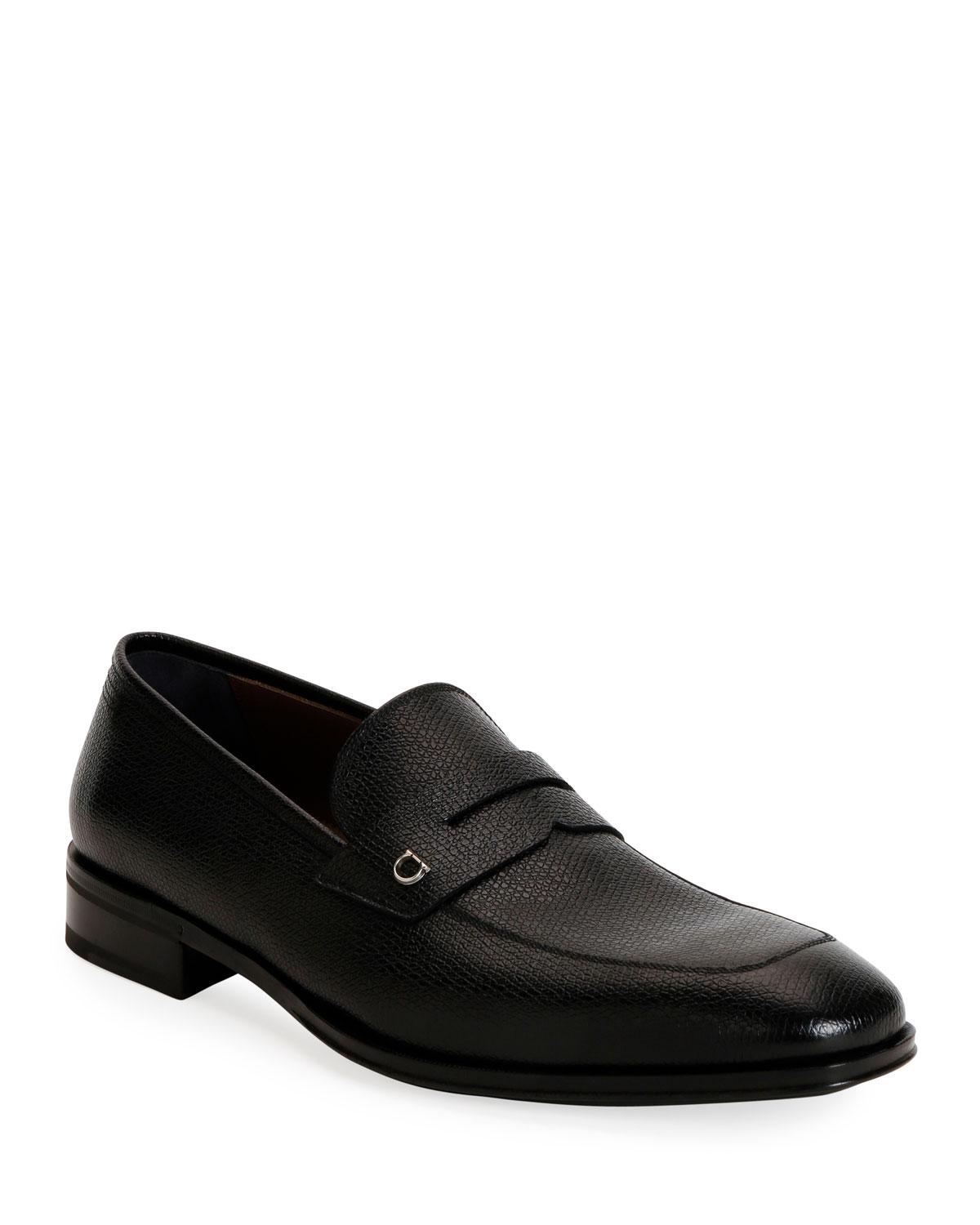 Ferragamo Men's Tito Textured Leather Penny Loafers in Black for Men - Lyst
