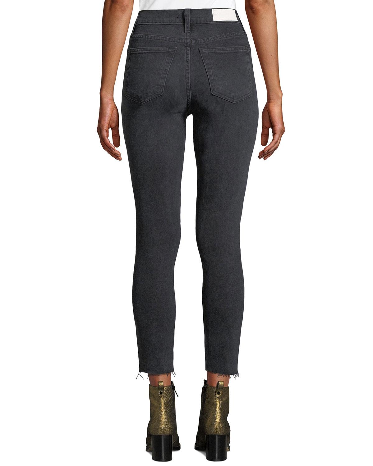 RE/DONE High-rise Skinny Frayed Ankle Jeans - Lyst
