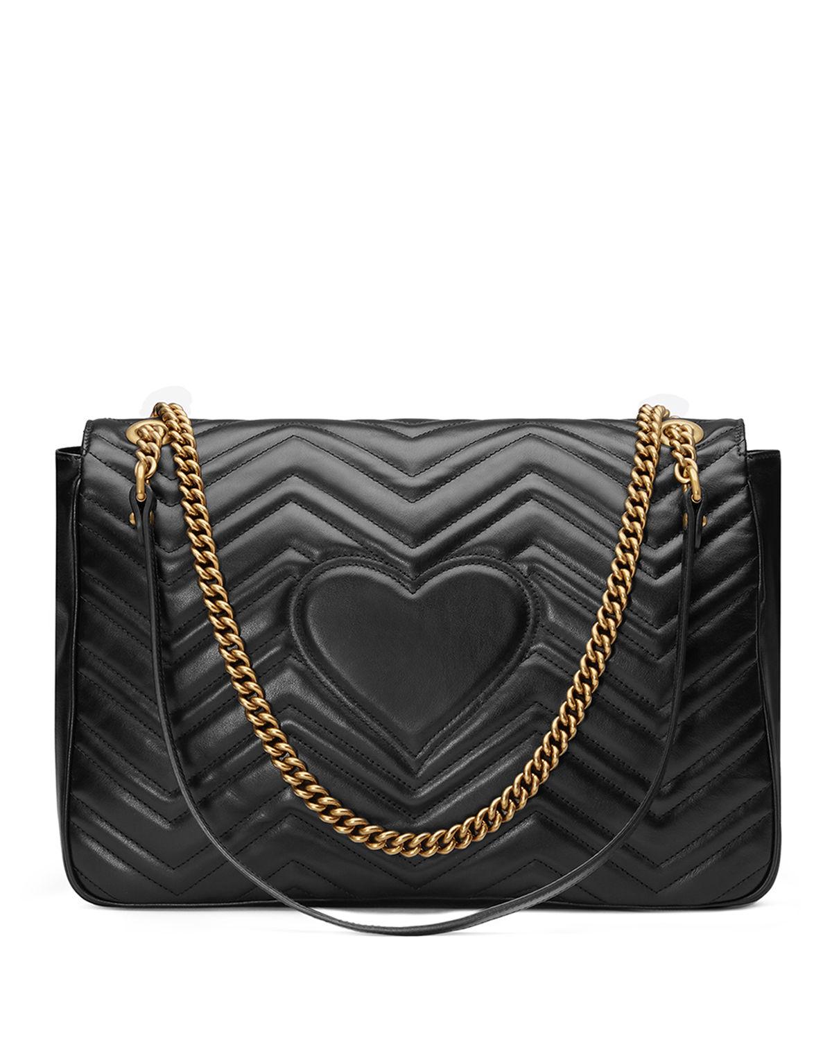 Gucci GG Marmont Large Chevron Quilted Leather Shoulder Bag in Black - Lyst