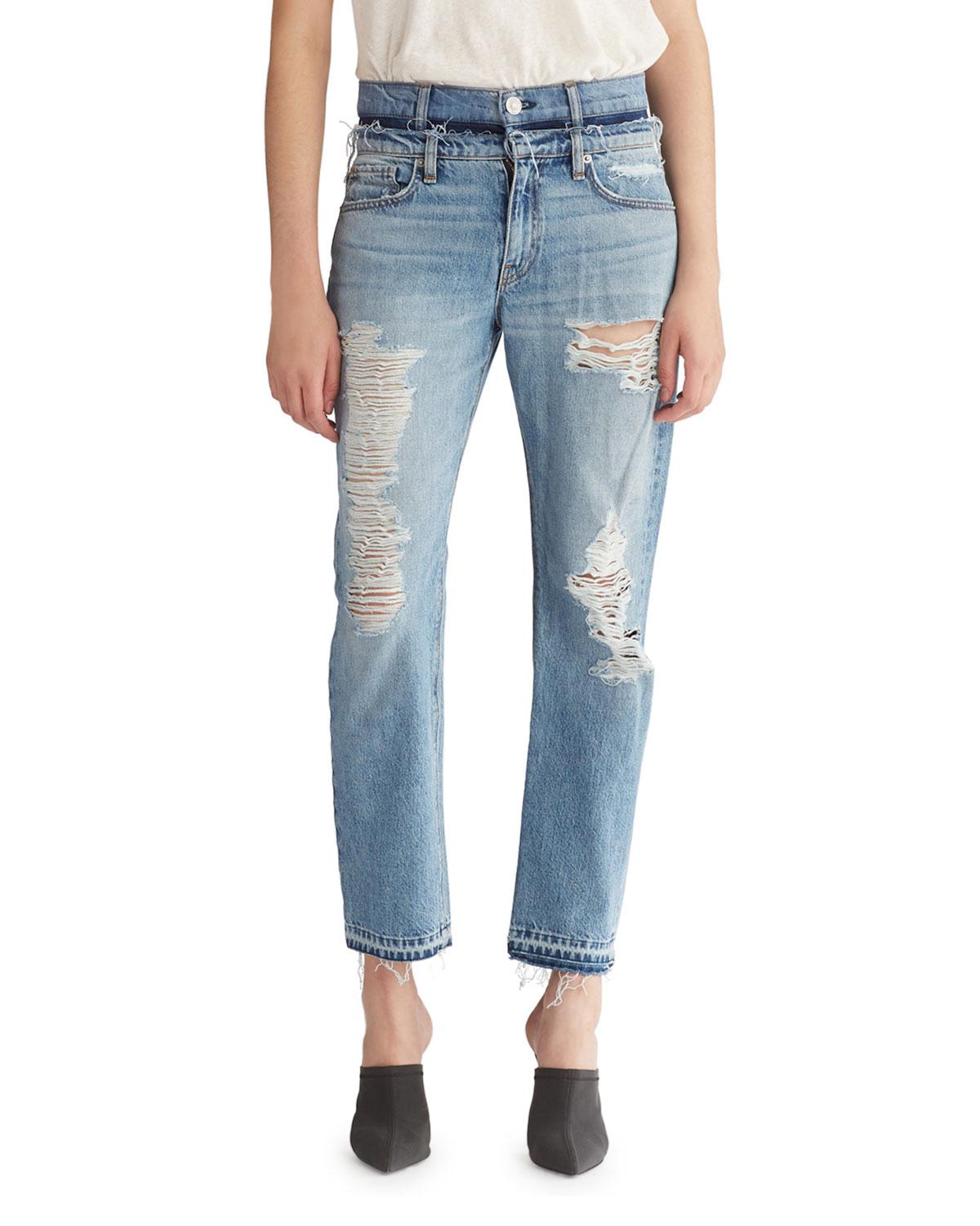 Hudson Jeans Jessi Relaxed Cropped Jeans With Destruction in Blue - Lyst