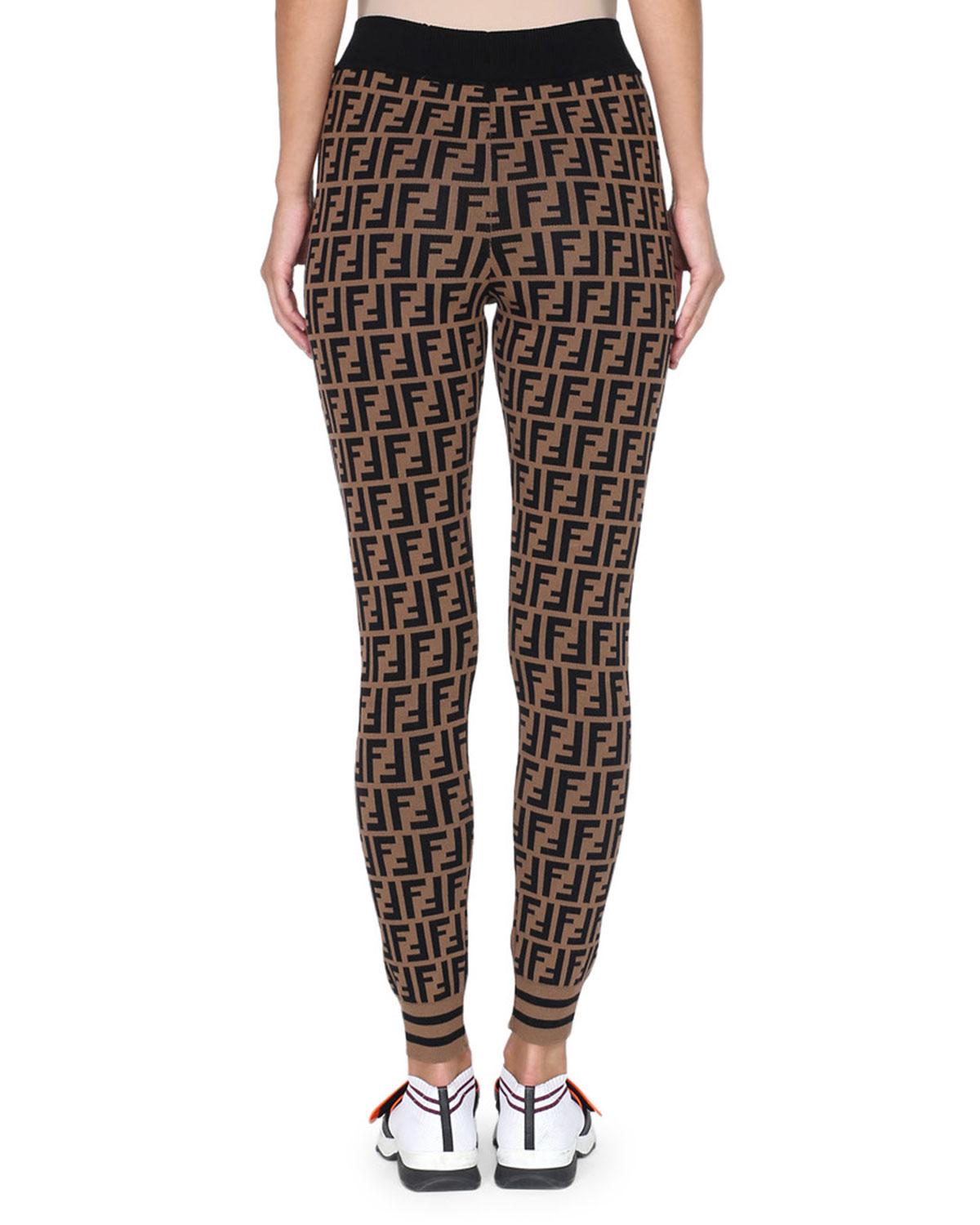 Fendi Synthetic Logo Leggings in Brown Pattern (Brown) - Lyst