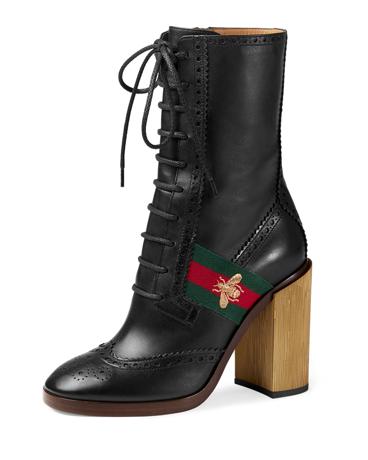 Gucci Karen Leather Knee-High Boots in Black | Lyst