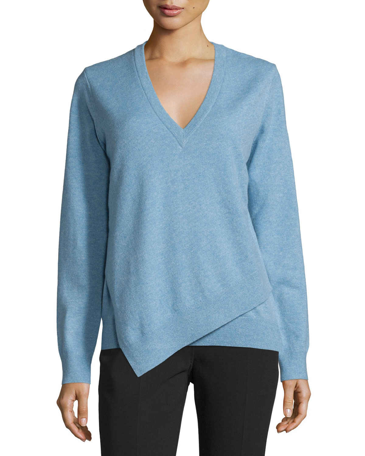 Michael kors Asymmetric-hem Cashmere Sweater in Blue | Lyst