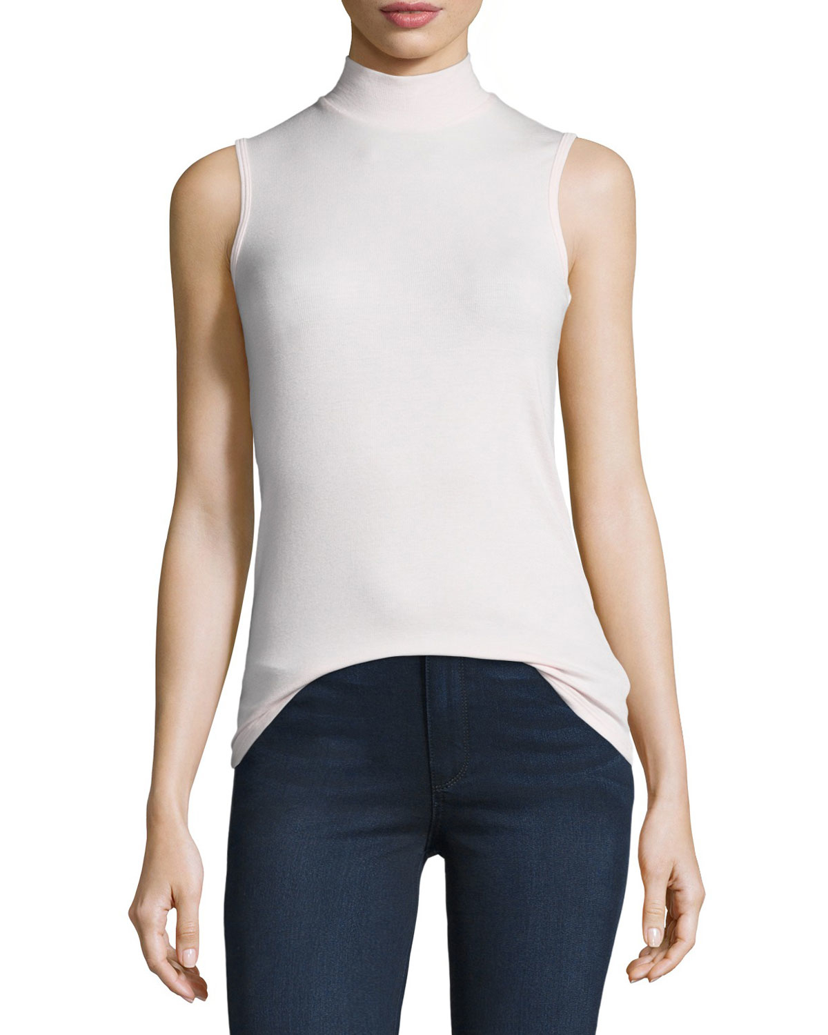 Download Atm Sleeveless Mock-neck Jersey Top in Black | Lyst