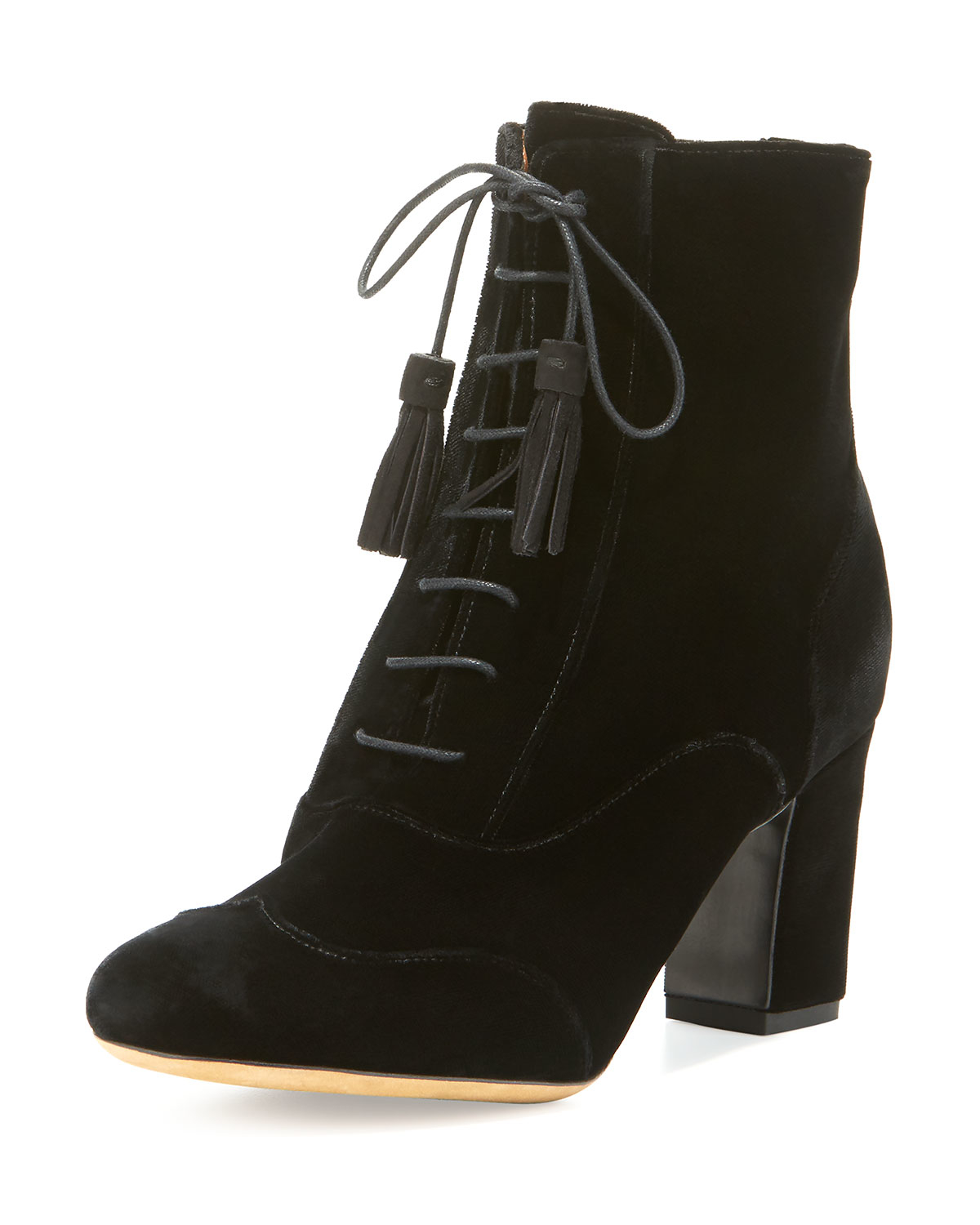 Tabitha simmons Afton Velvet Ankle Boots in Black | Lyst