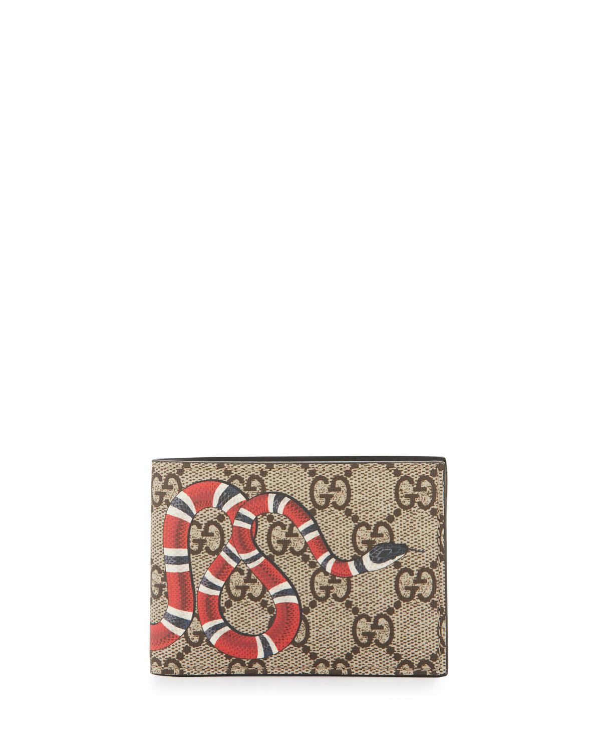 Gucci Bestiary Snake-print Gg Supreme Wallet in Natural for Men | Lyst