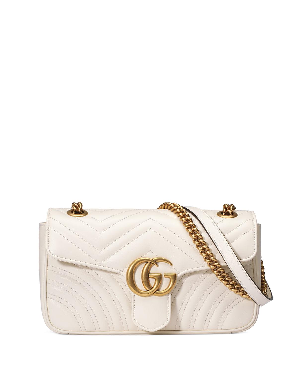 Gucci Gg Marmont Small Matelassé Shoulder Bag in White | Lyst