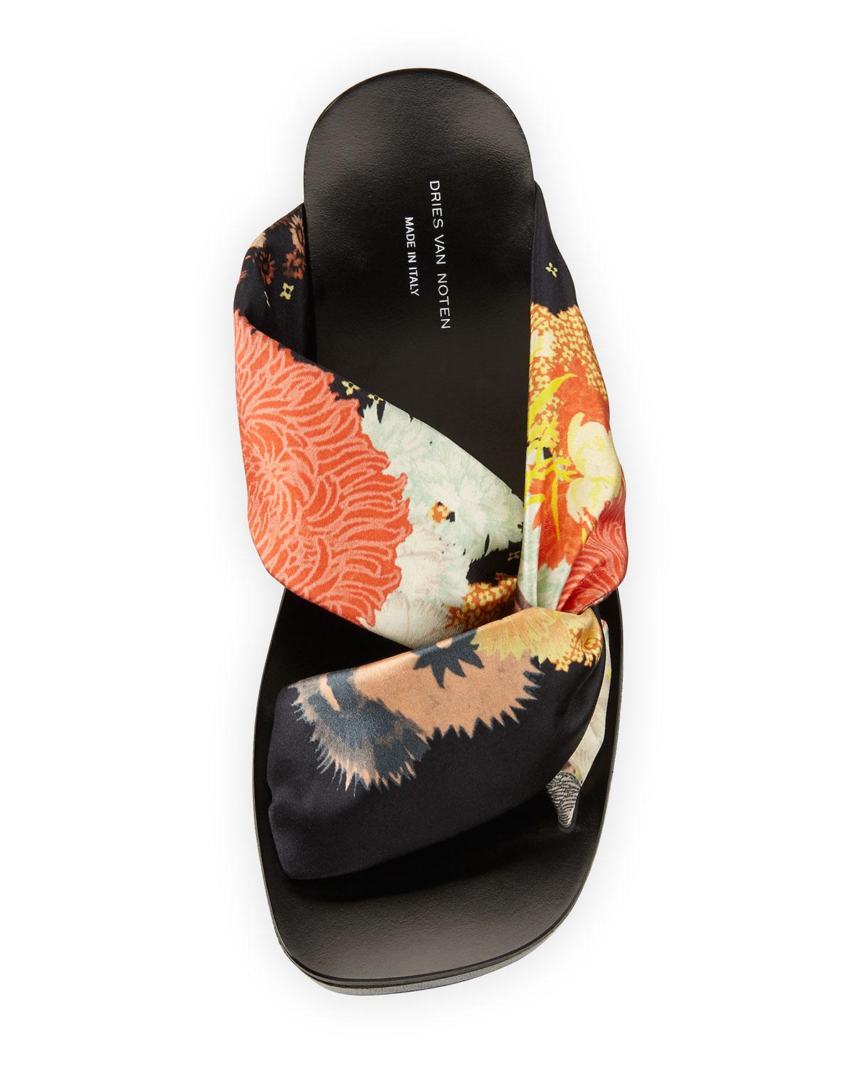 Lyst - Dries Van Noten Floral-print Slide Sandal in Black