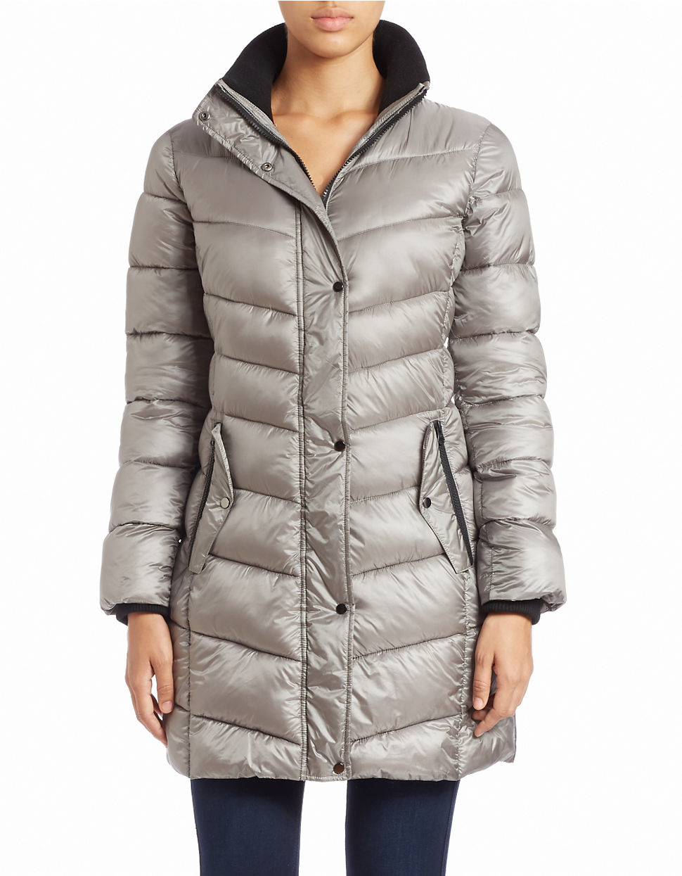 Lyst - Bernardo Faux Fur-trimmed Puffer Coat in Gray