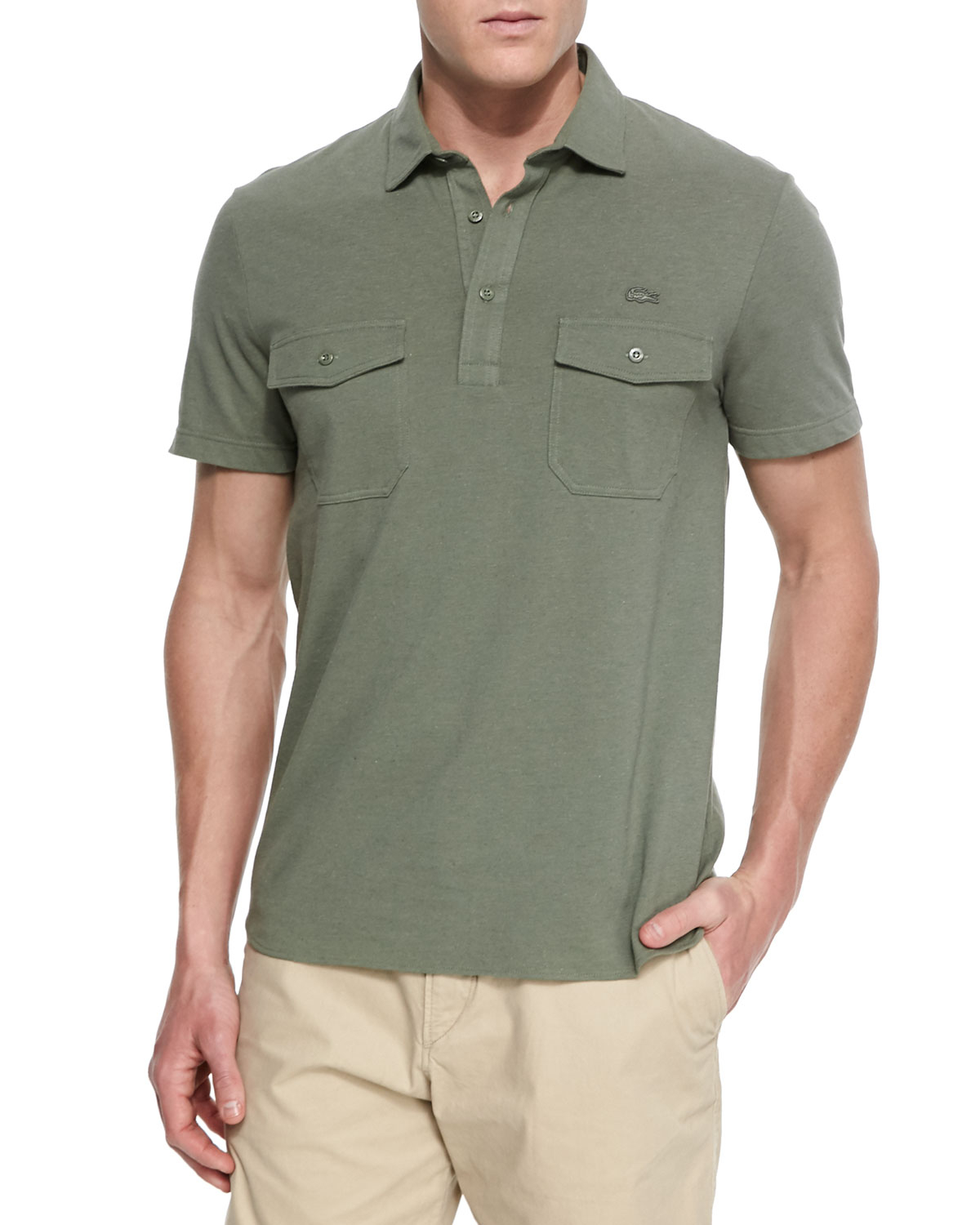 Lacoste Double Pocket Polo Shirt in Green for Men Lyst