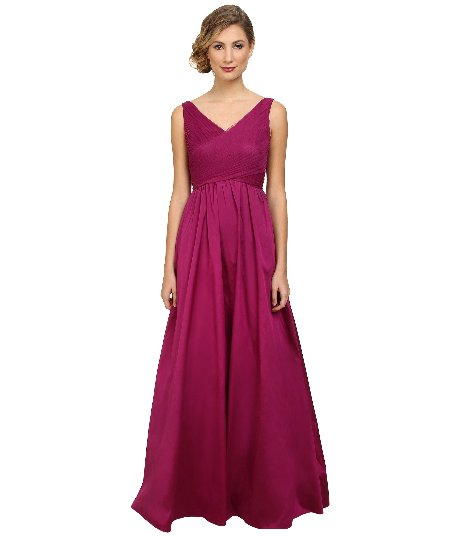 Adrianna papell Sleeveless Tulle Bodice Taffeta Ball Gown in Purple | Lyst