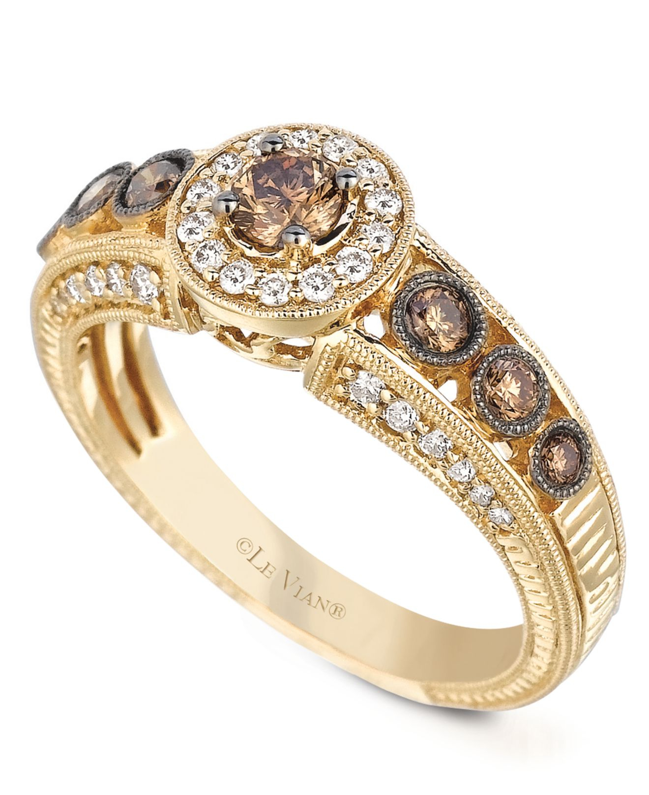 Le vian White And Chocolate Diamond Engagement Ring (5/8 Ct. T.w.) In 14k Gold in Metallic Lyst