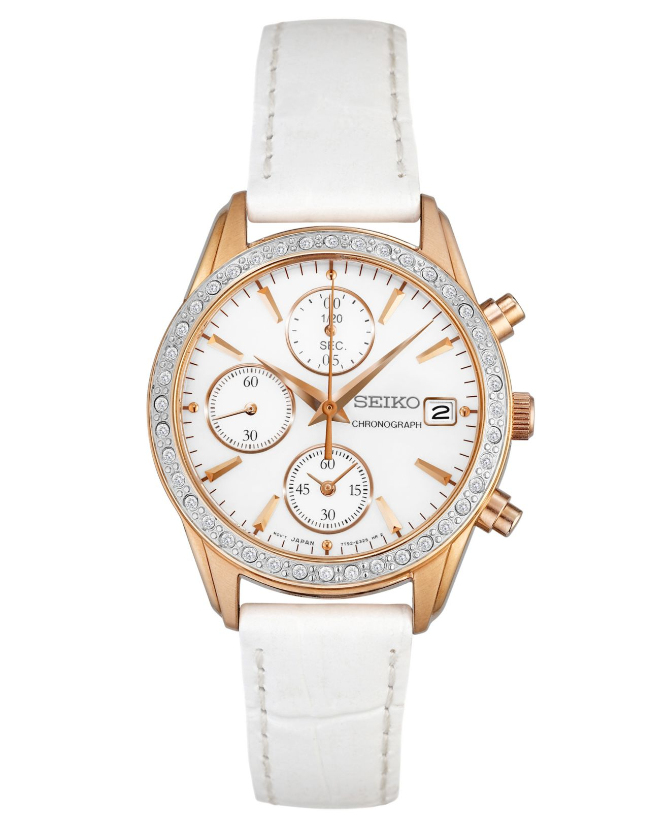 seiko chronograph leather strap watch
