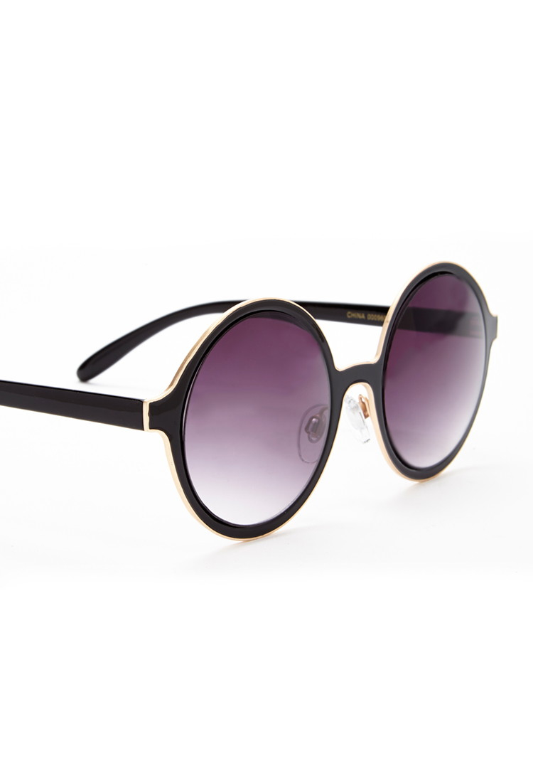 Forever 21 Matte Round Sunglasses in Black - Lyst