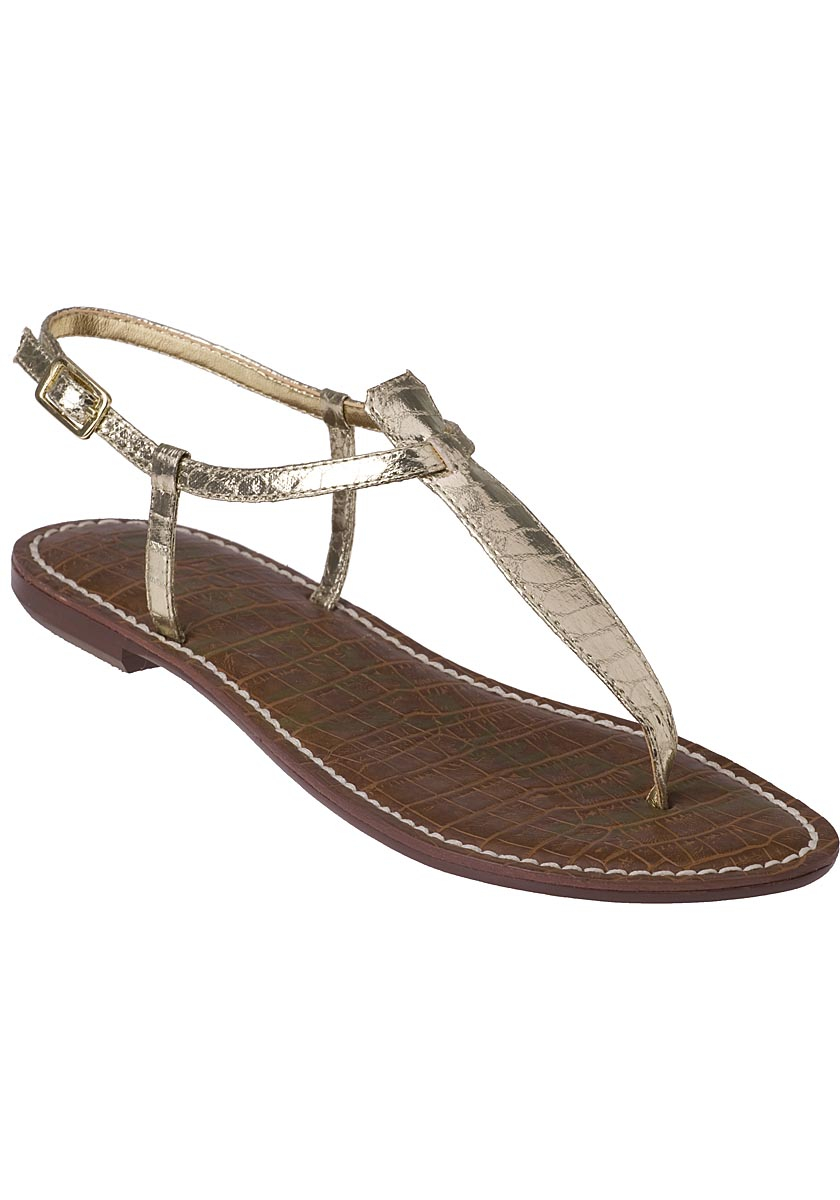 Sam edelman Gigi Flat Sandal Gold Croc in Metallic | Lyst