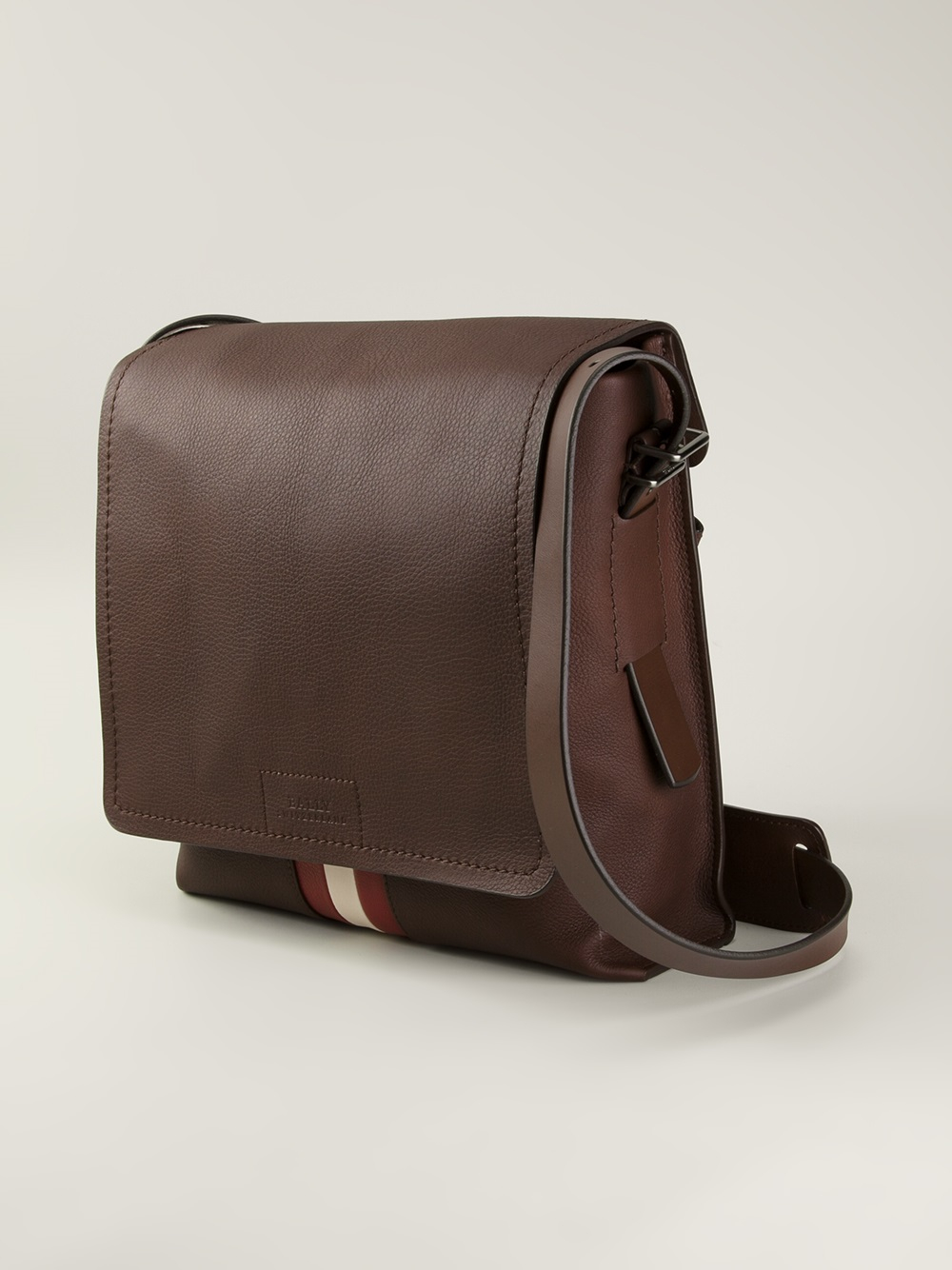 Lyst Bally Contrast Stripe Messenger Bag in Brown for Men