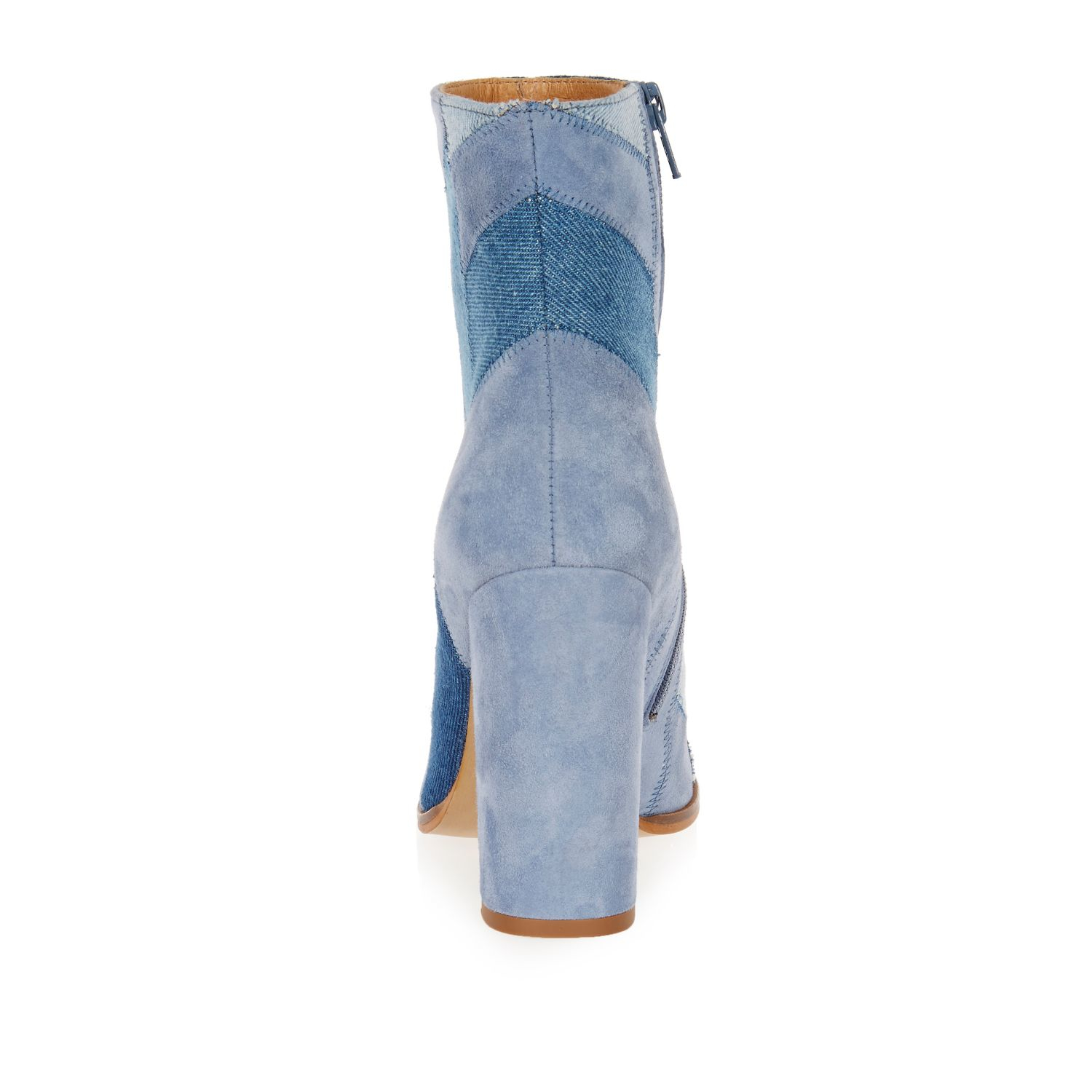 denim patchwork platform boots