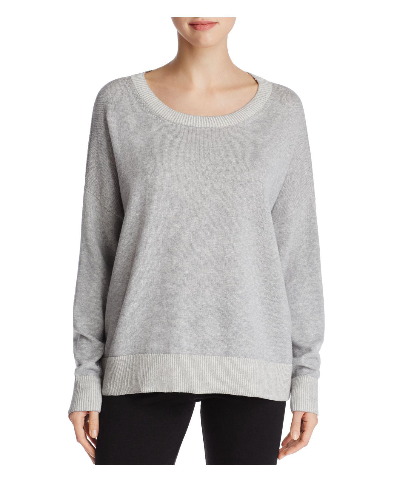 Lyst - Eileen Fisher Organic Cotton Drop Shoulder Sweater in Gray