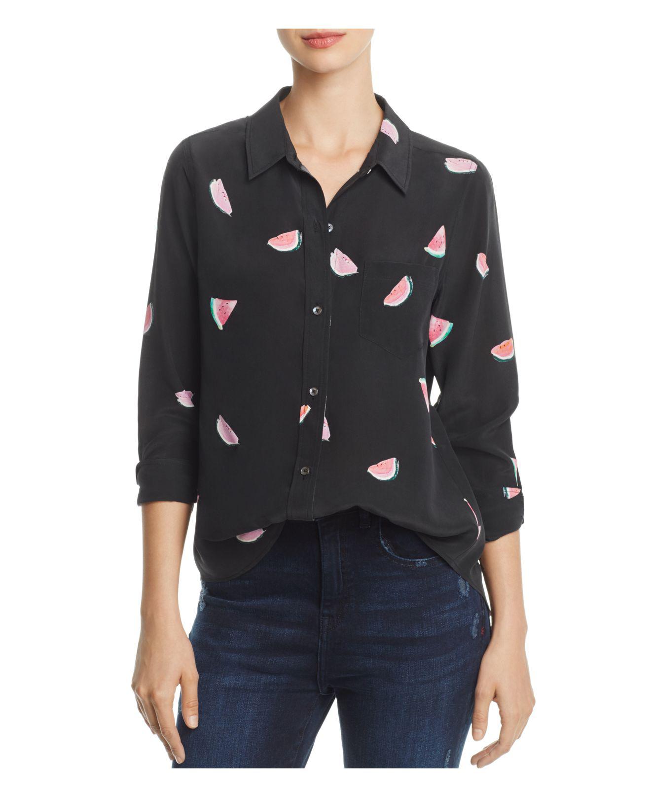 Lyst - Rails Kate Watermelon Print Silk Shirt in Black