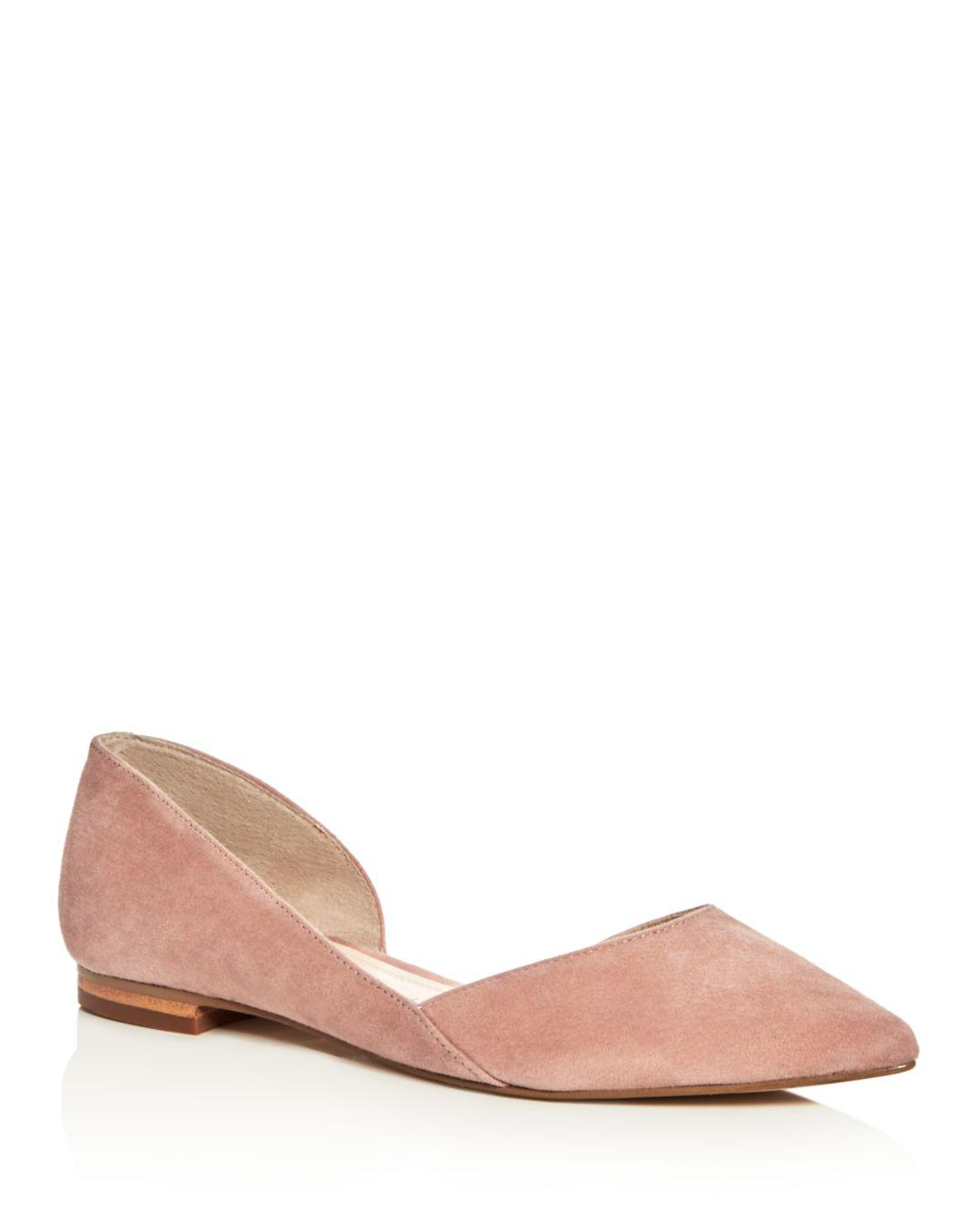 Lyst - Marc Fisher Sunny Suede Pointed Toe D'orsay Flats in Pink - Save ...