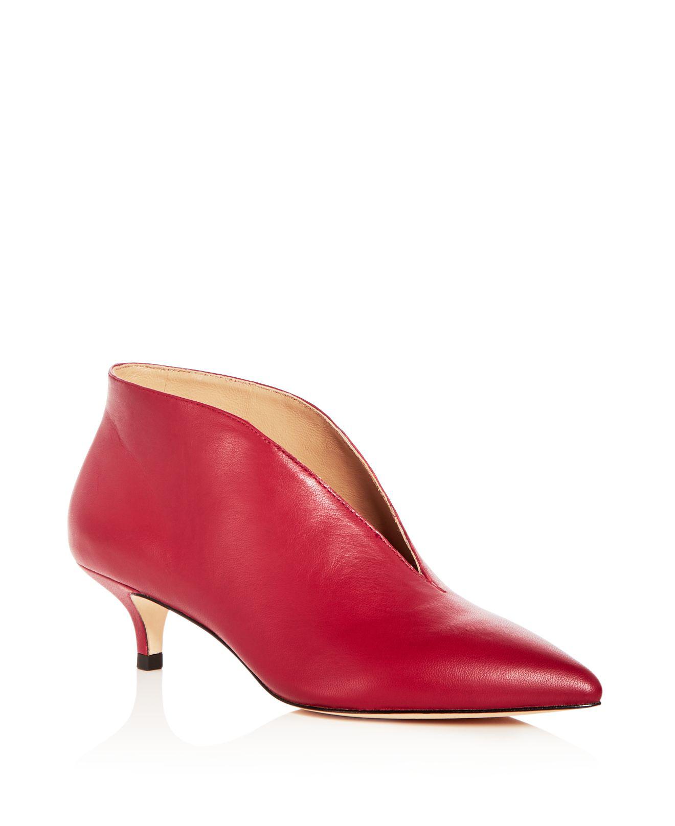 Lyst - Pour La Victoire Women's Kora Leather Kitten Heel Booties in Red