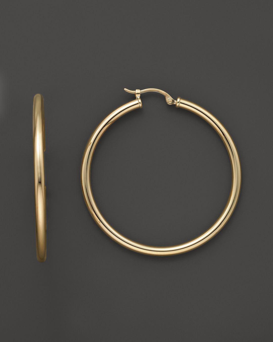 Bloomingdale S 14k Yellow Gold Hoop Earrings In Metallic Lyst Bloomingdale S Women Metallic 14k Yellow Gold Hoop Earrings