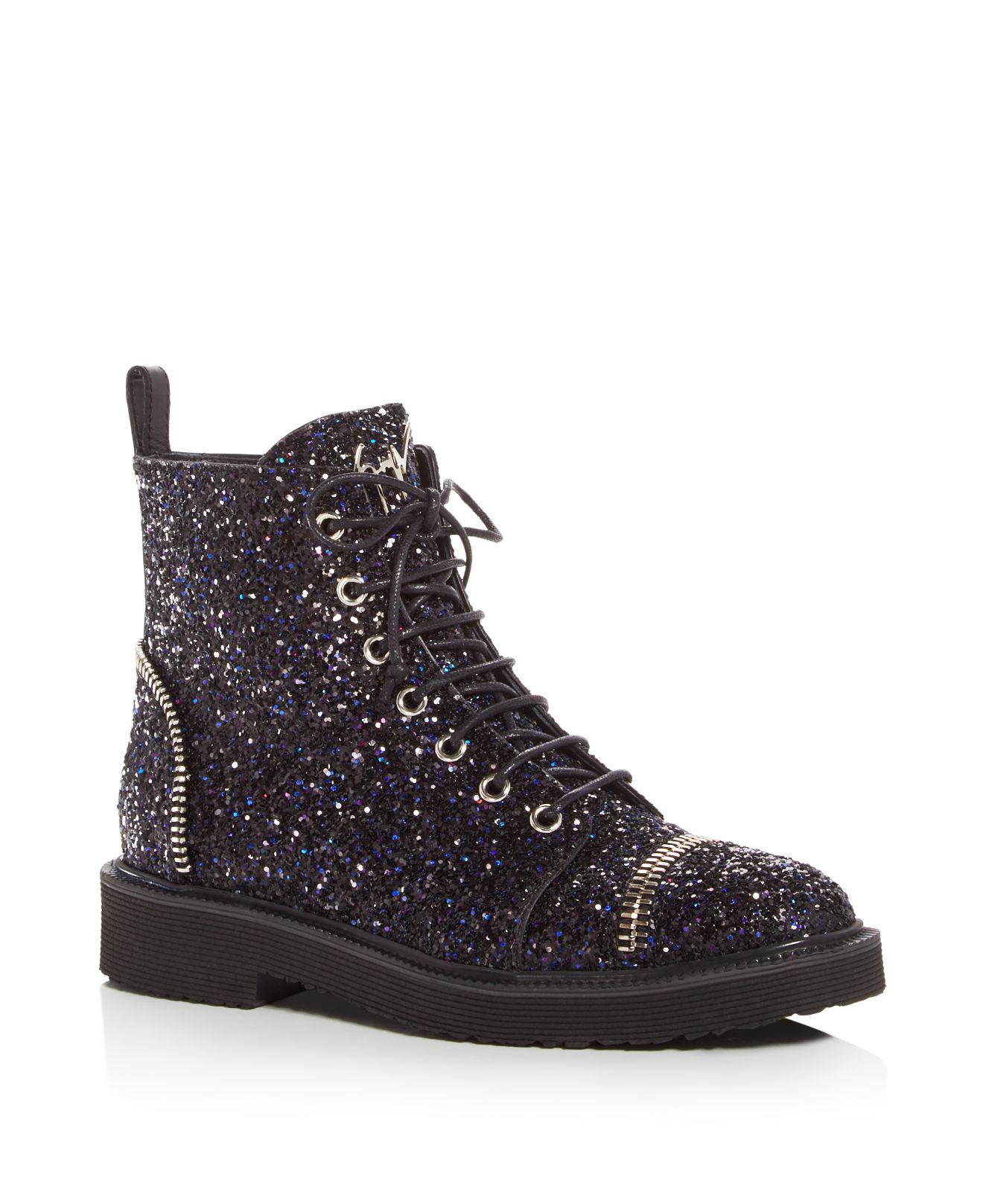 combat boots glitter
