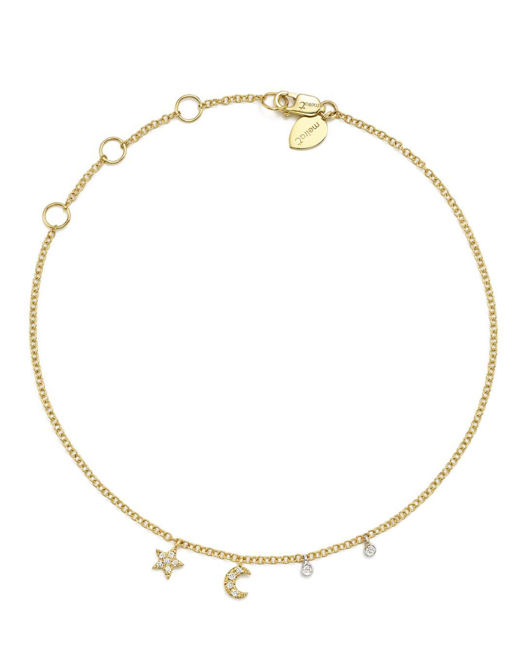 Lyst Meira T 14k White And Yellow Gold Diamond Moon Star Ankle Meira T