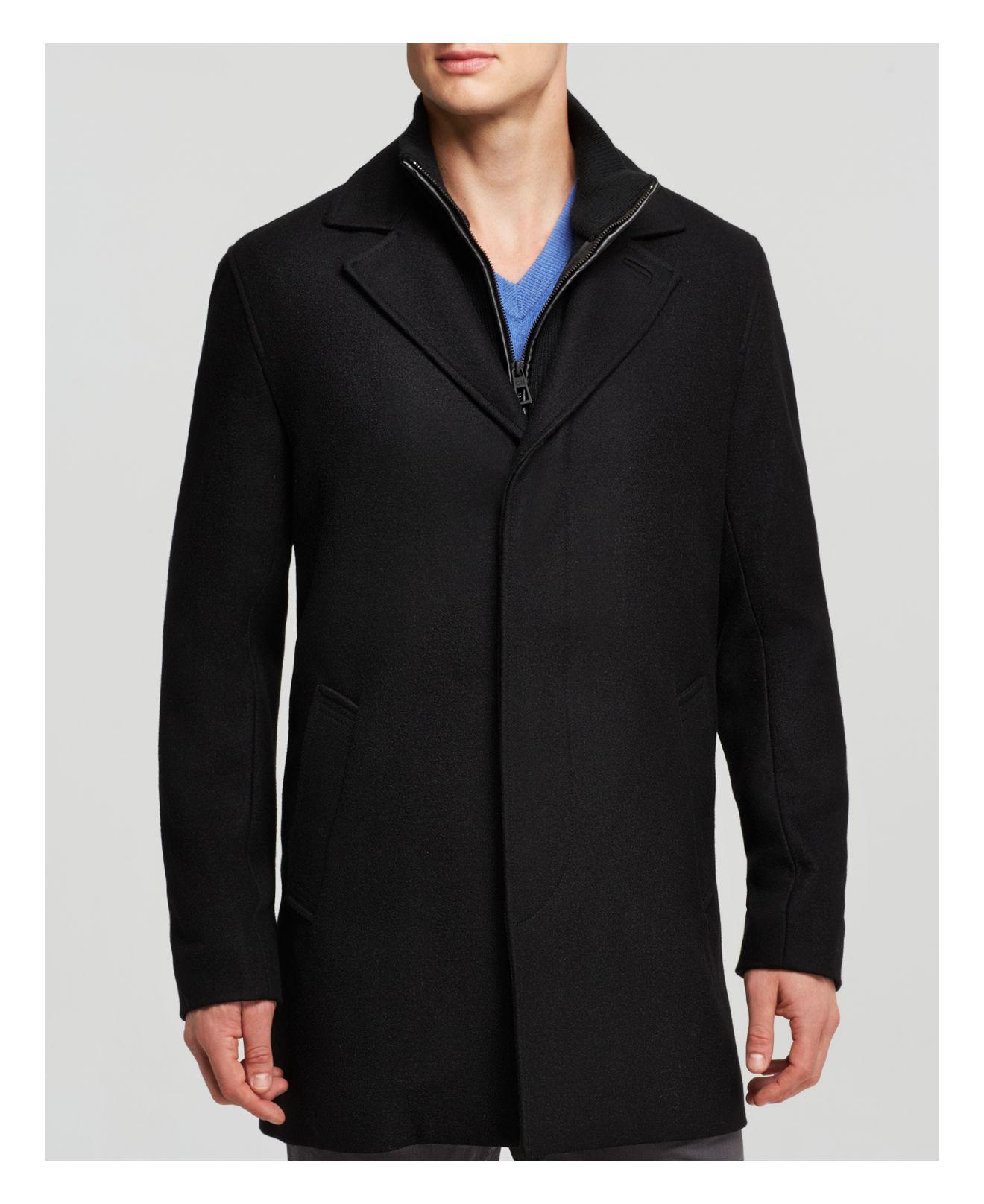 Cole haan Melton Classic Topper Coat in Black for Men | Lyst